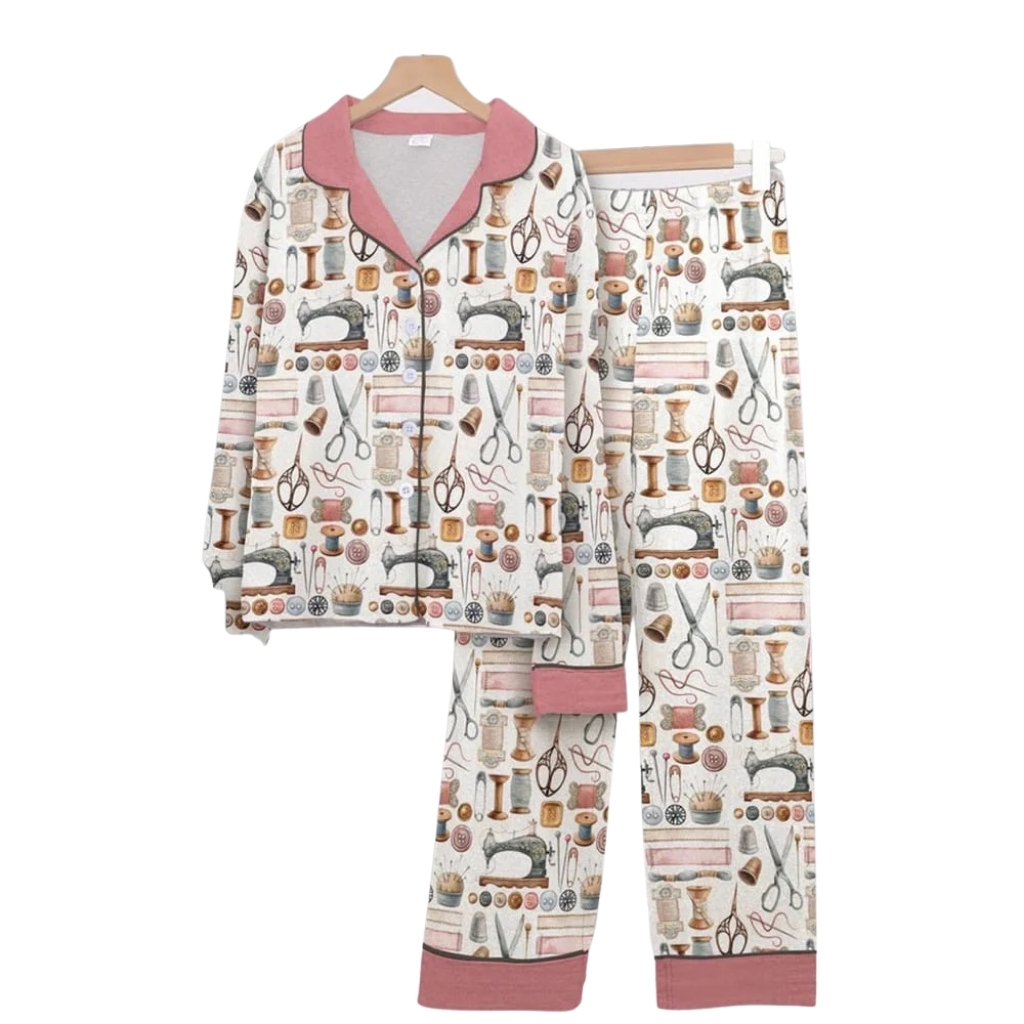 Sewing Tools Print Pajama Matching Set