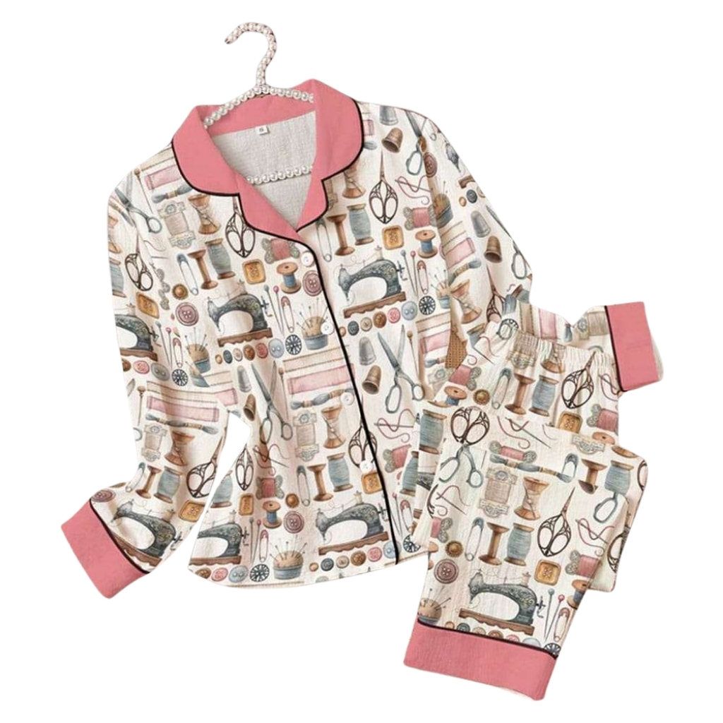 Sewing Tools Print Pajama Matching Set
