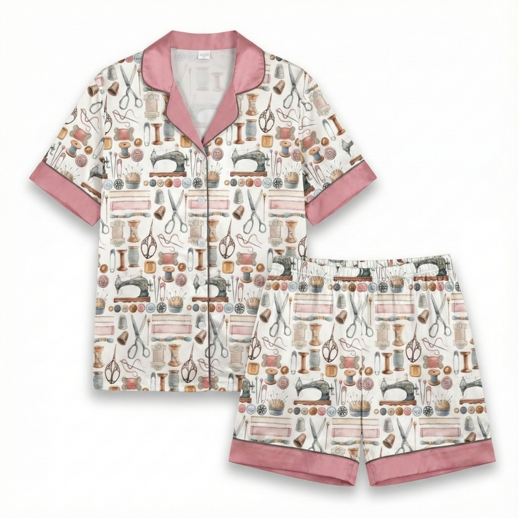 Sewing Tools Print Pajama Matching Set