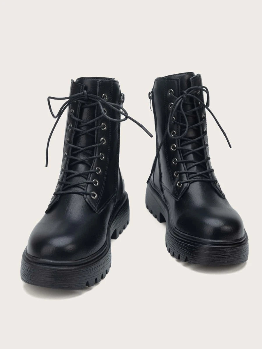 Simple Front Lace Up Boots