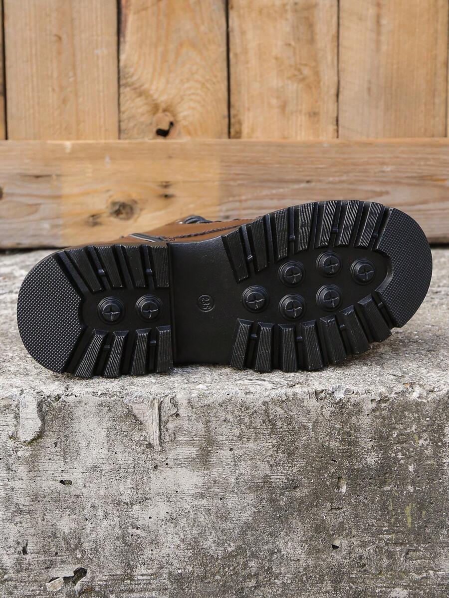 Simple Design Front Lace Up Boots