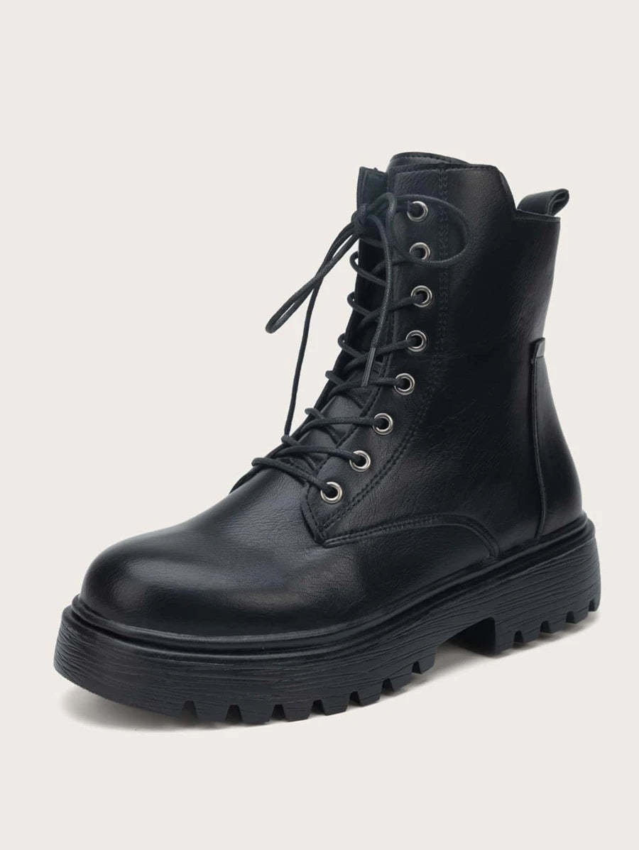 Simple Front Lace Up Boots