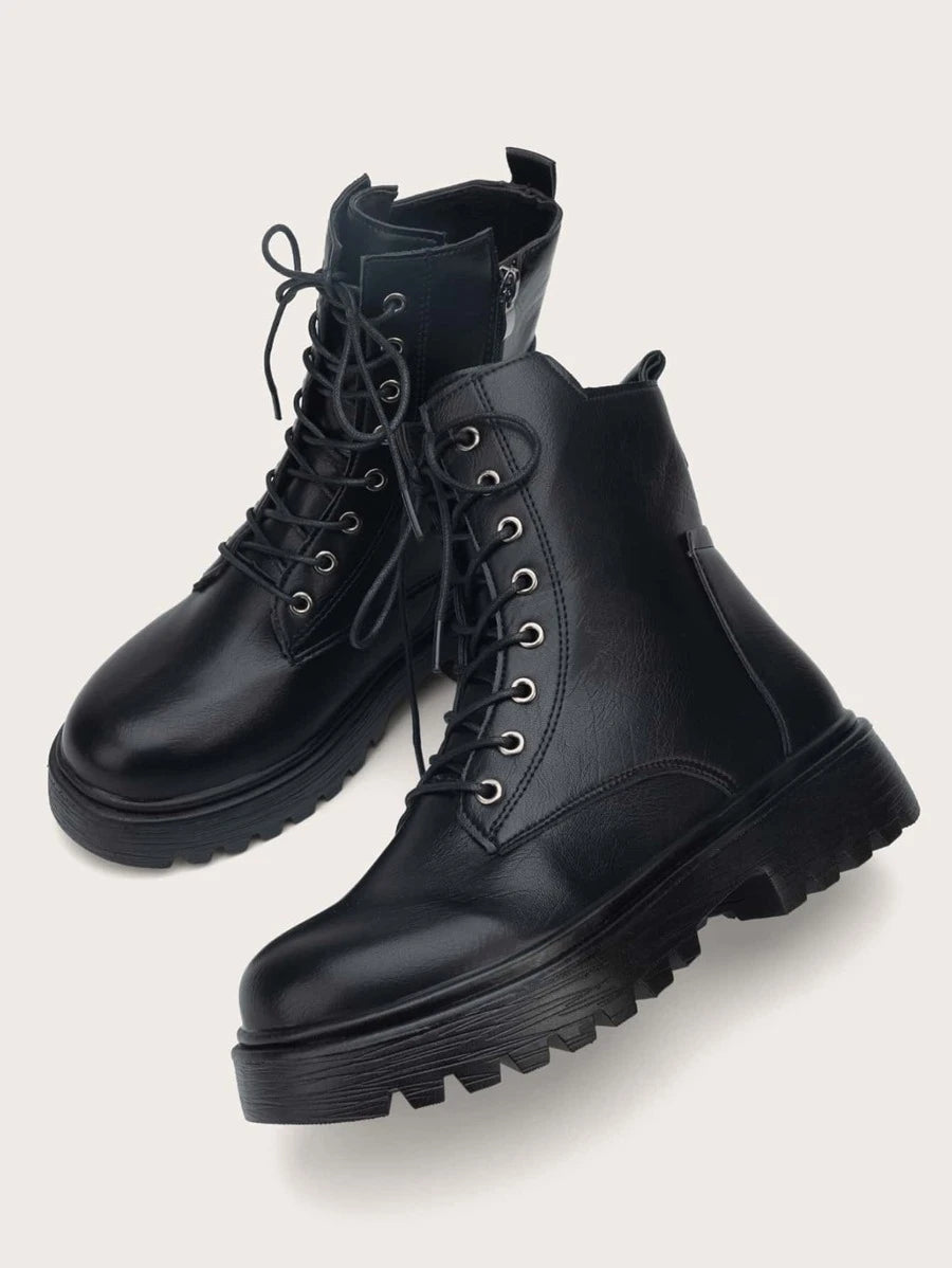 Simple Front Lace Up Boots