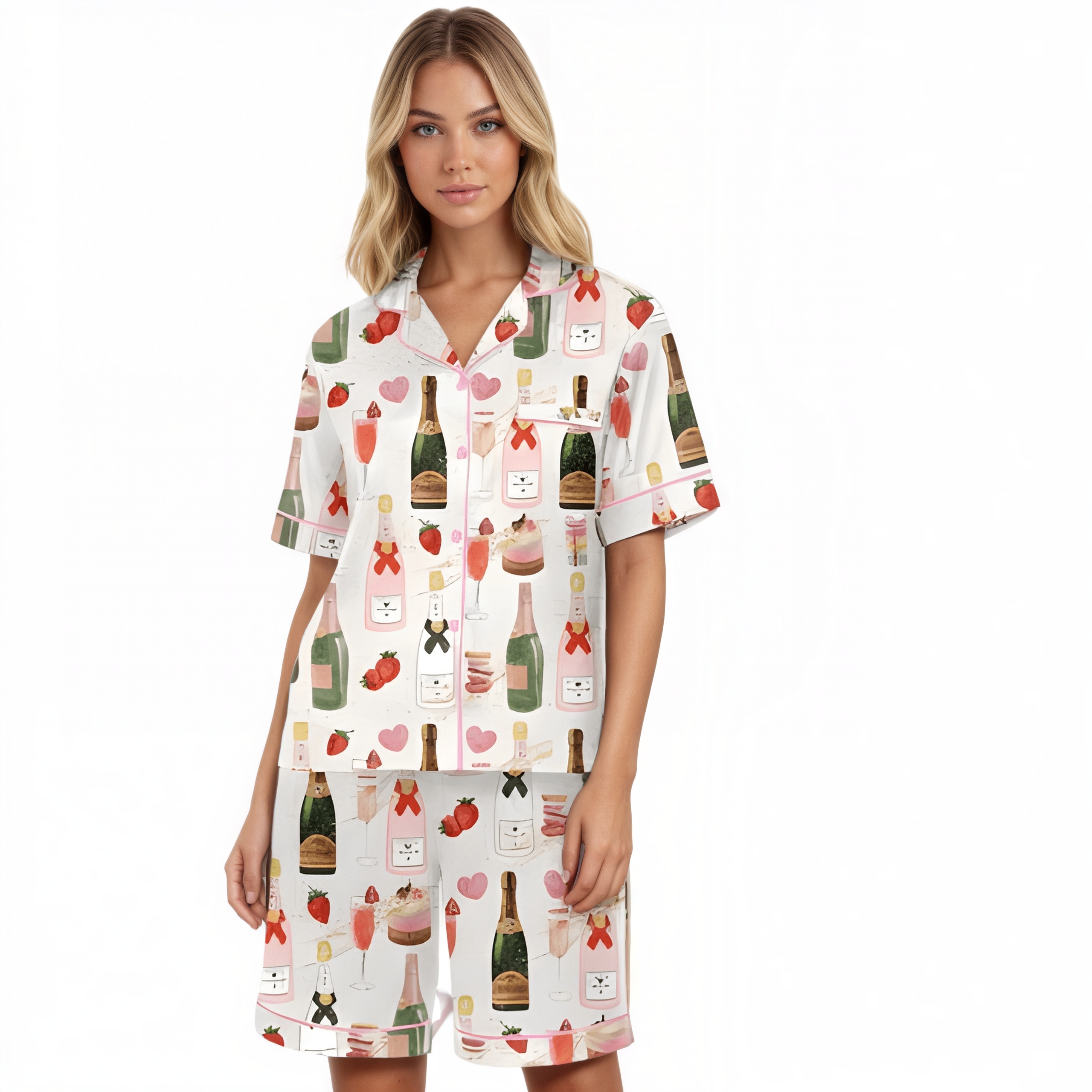 Christmas Bottle Print Pajama Set 