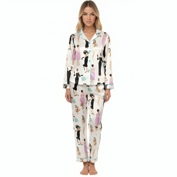 Breakfast At Tiffanys Film Inspired Satin Pajama Set