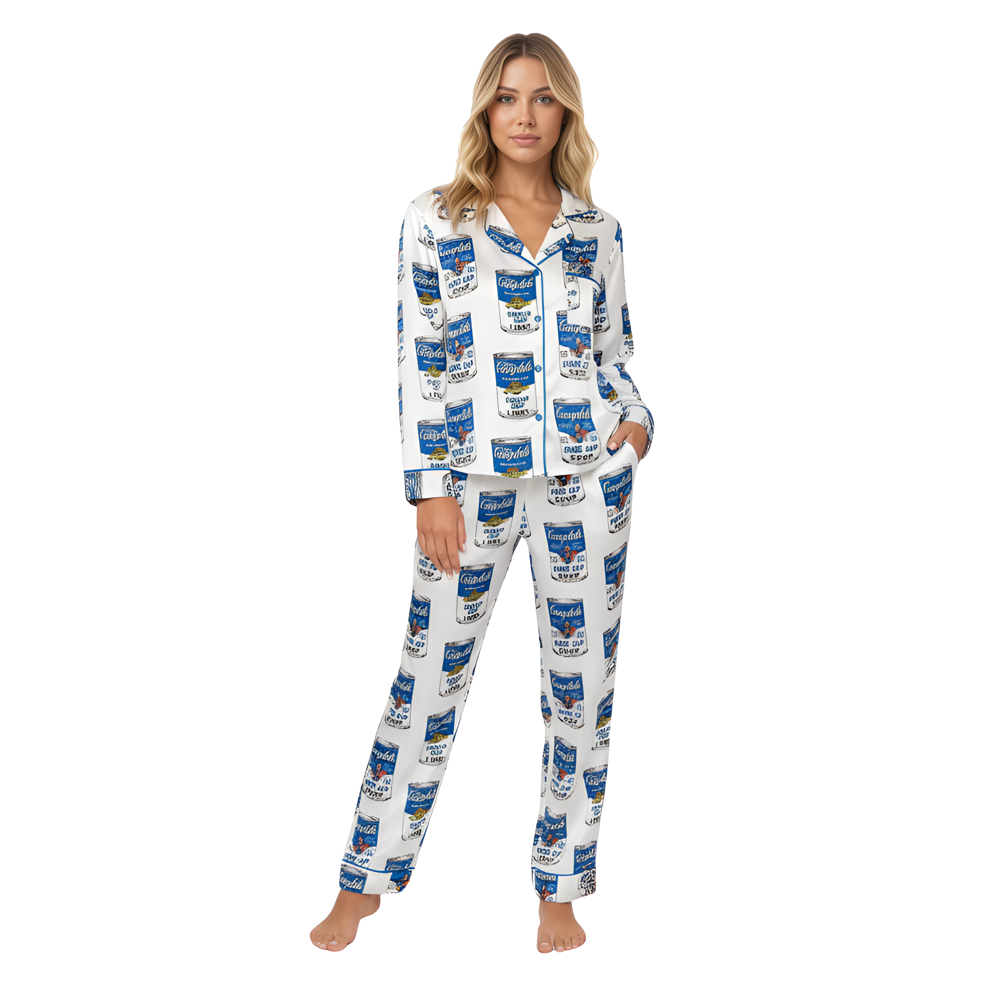 Retro Soup Can Print Pajamas Set