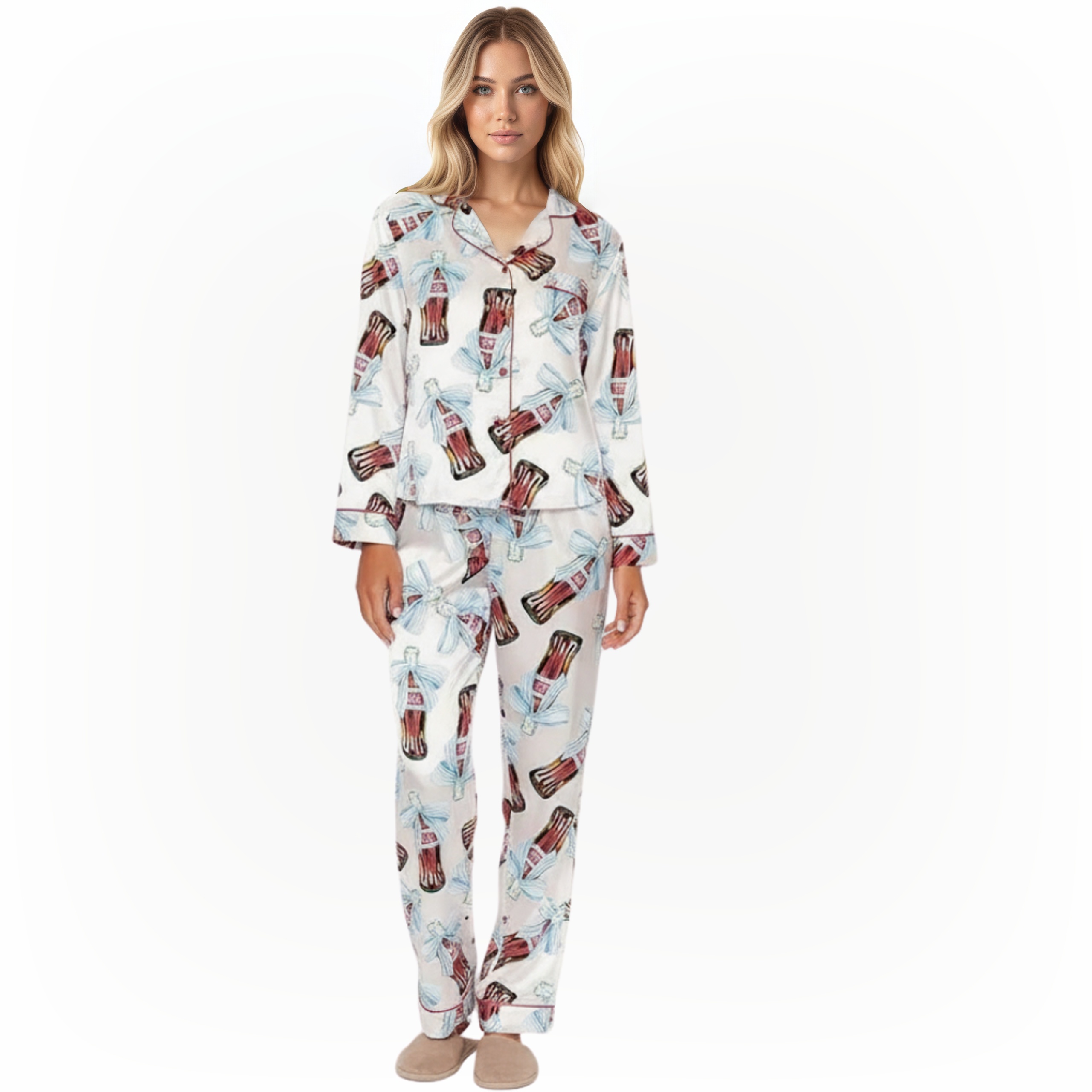 Vintage Soda Bottle Printed Pajama Set