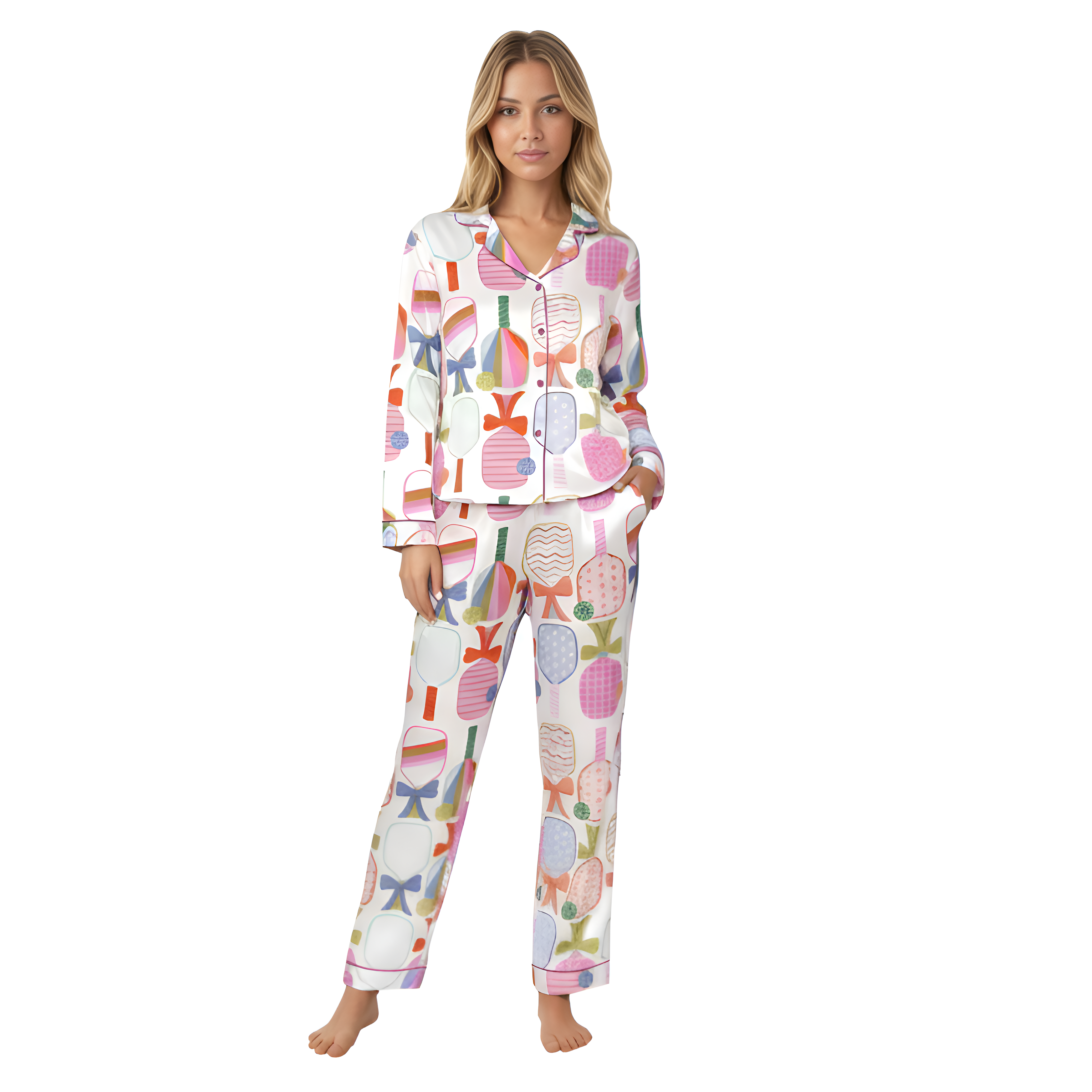 Preppy Paddle Pickleball Printed Pajama Set