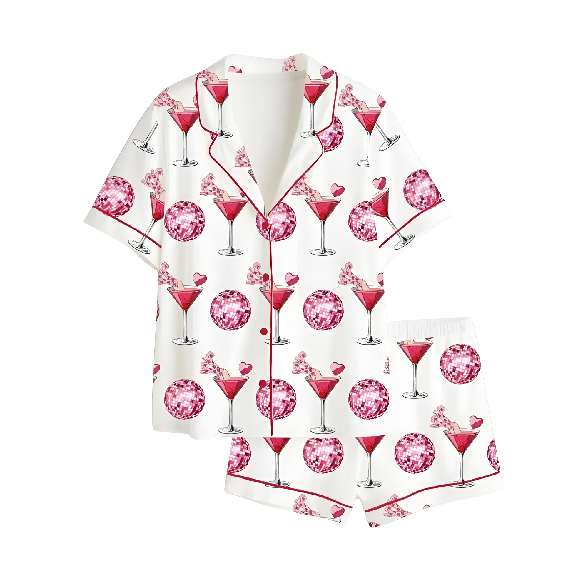 Valentines Day Themed Pajama Set With Glass Print