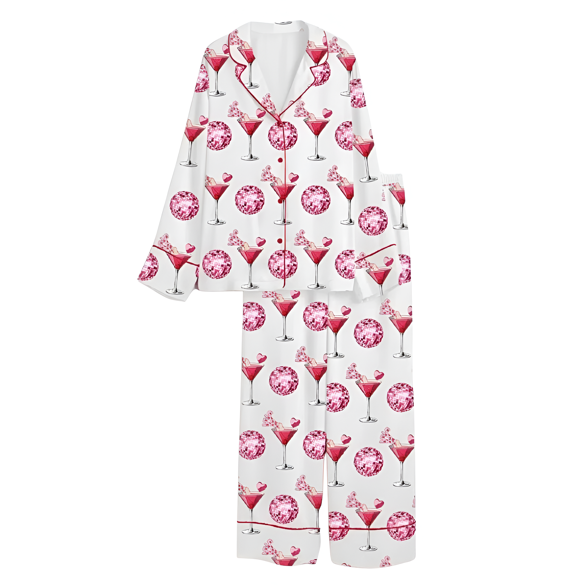 Valentines Day Themed Pajama Set With Glass Print