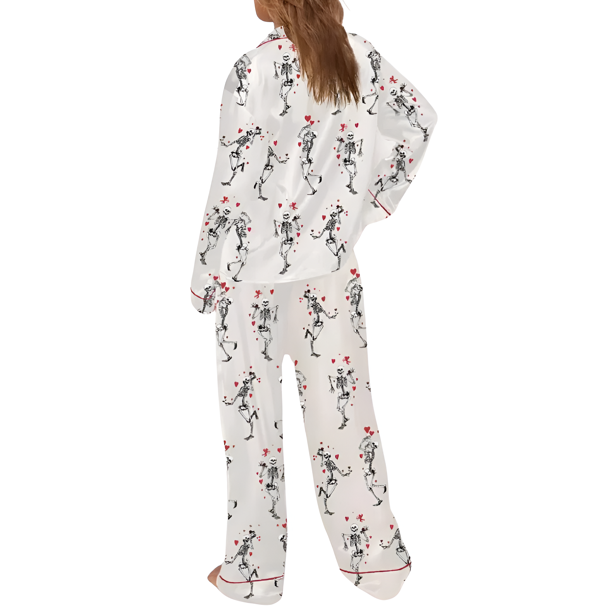 Pajama Set For Women With Valentines Themed Print