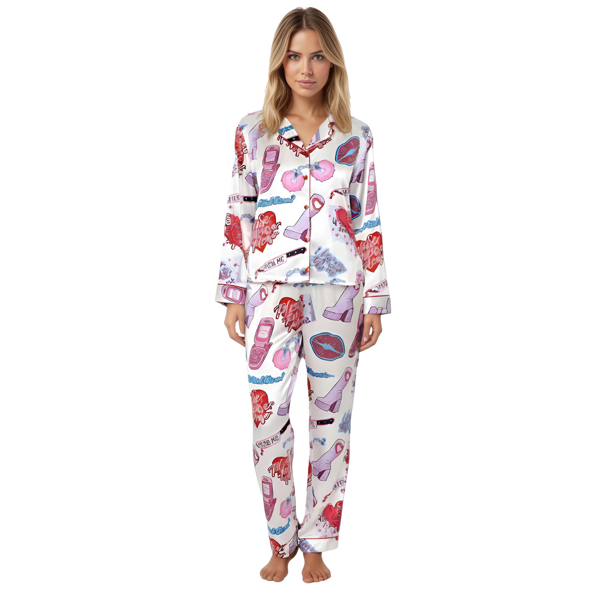Pop Art Graphic Print Pajama Set
