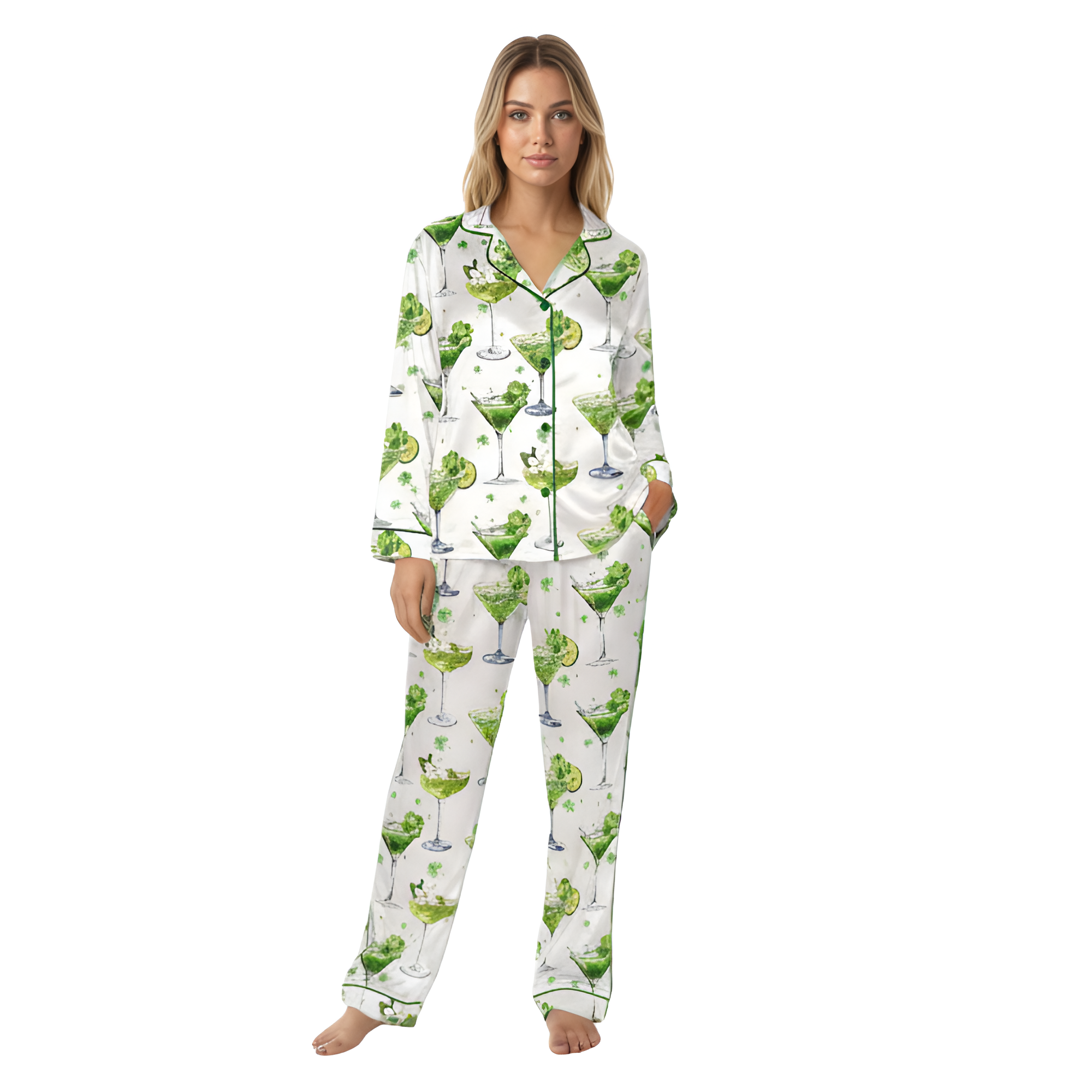 Shamrock Glass Printed St Patrick Themed Pajama Set