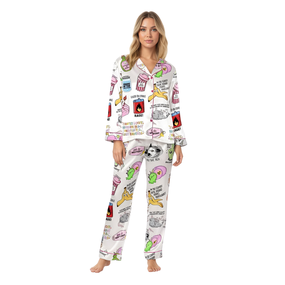 Statement Graphic Printed Two Piece Pajama Set