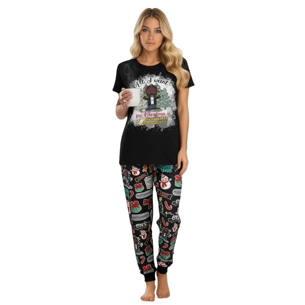 Holiday Mustard Printed Christmas Pajama Set