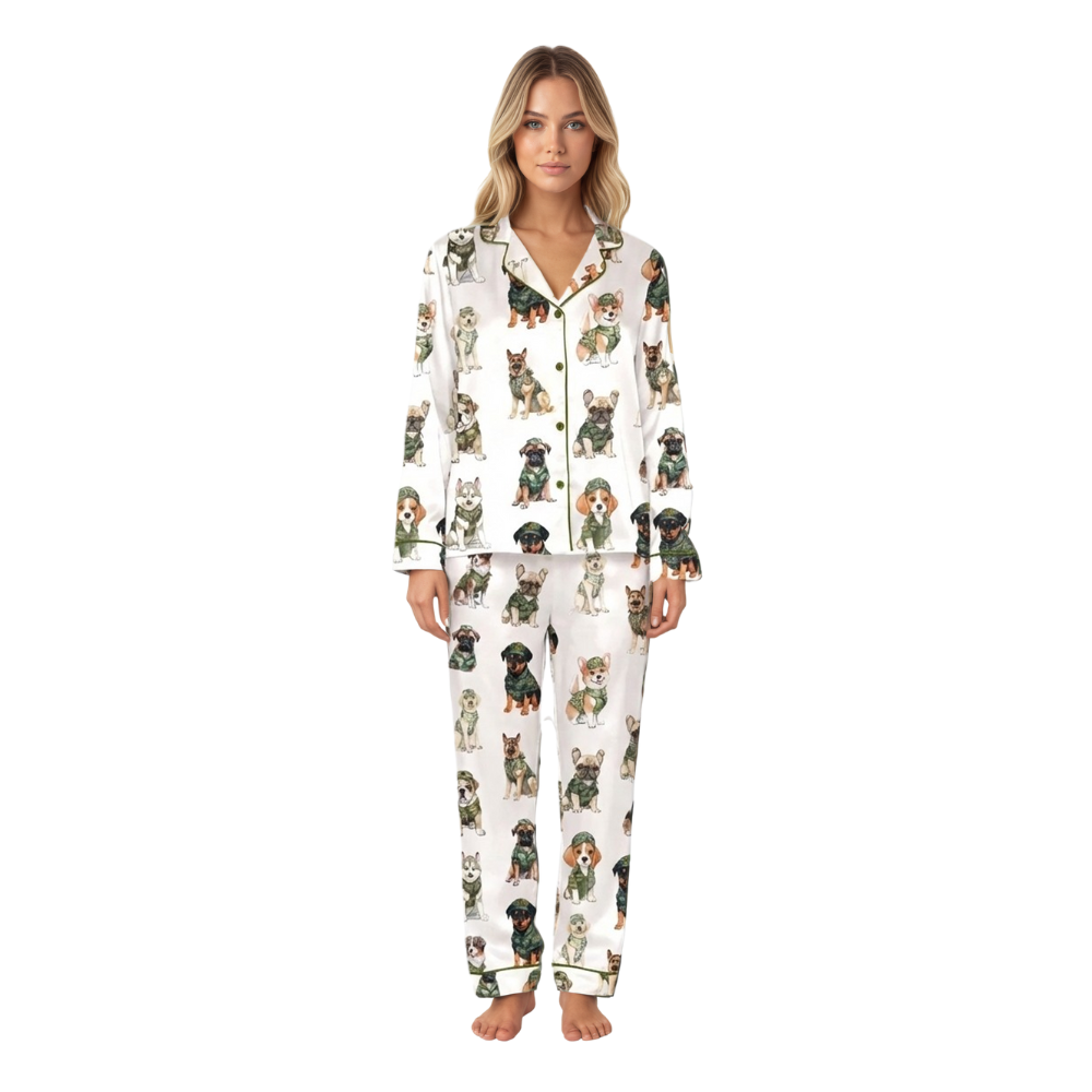 Army Camouflage Dog Art Print Pajama Set