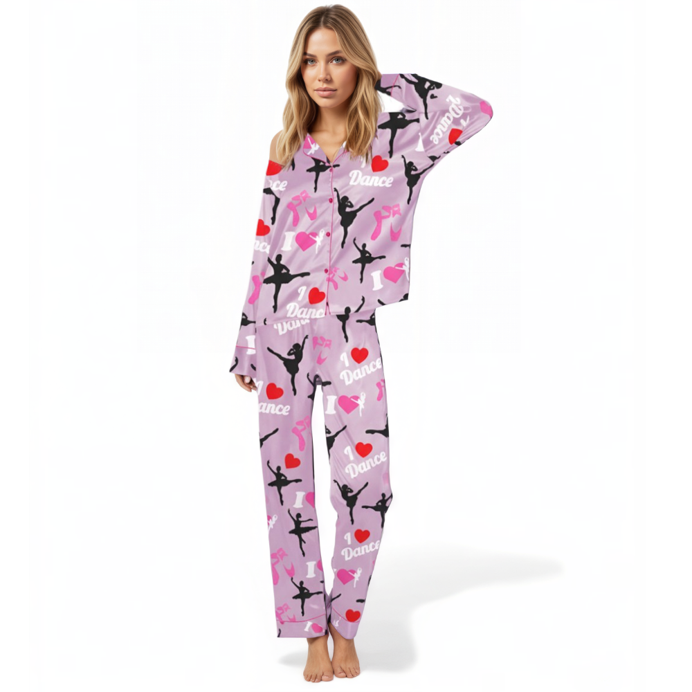 Ballet Graphic Printed Two Piece Pajama Set