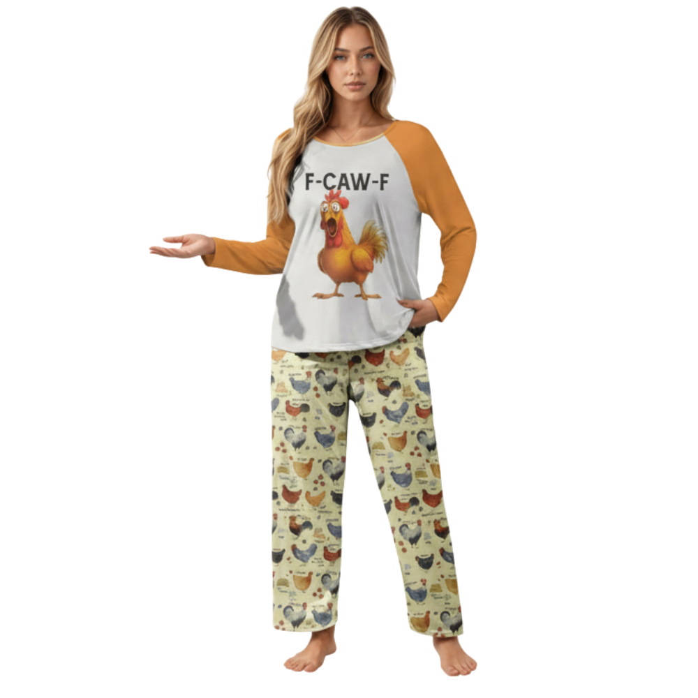 Funny Chicken Theme Pajama Set With Socks