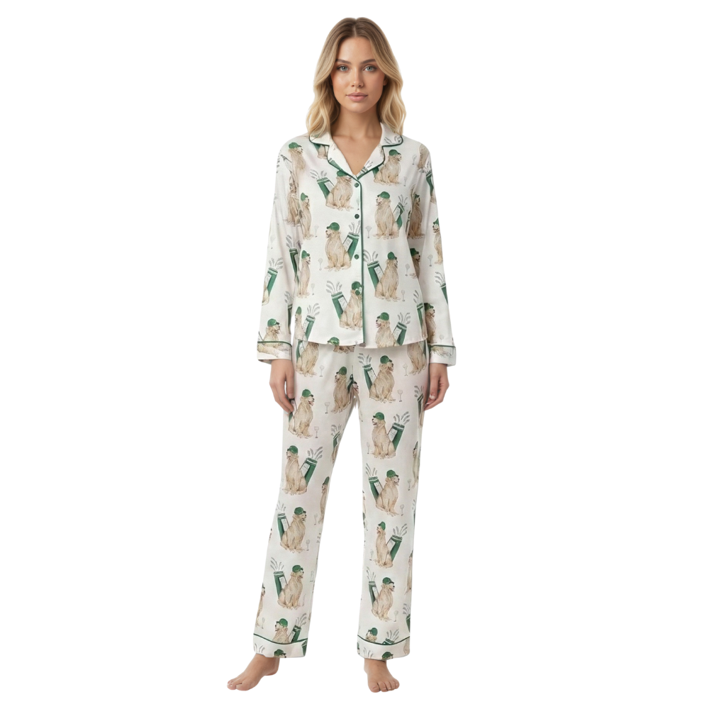 Golden Retriever Golf Themed Pajama Set