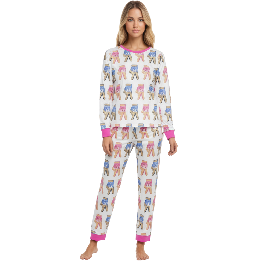 Ice Cream Baseball Batting Glove Drip Print Pajama Set