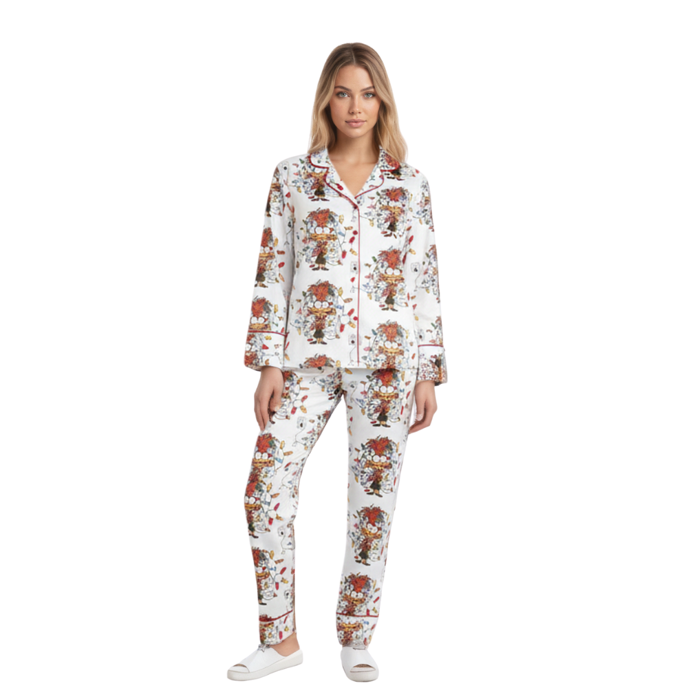 I Am Fine Everything Is Fine Themed Satin Pajama Set 