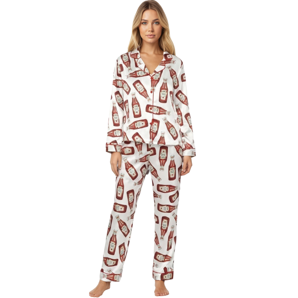 Ketchup Bottle Printed Pajama Set
