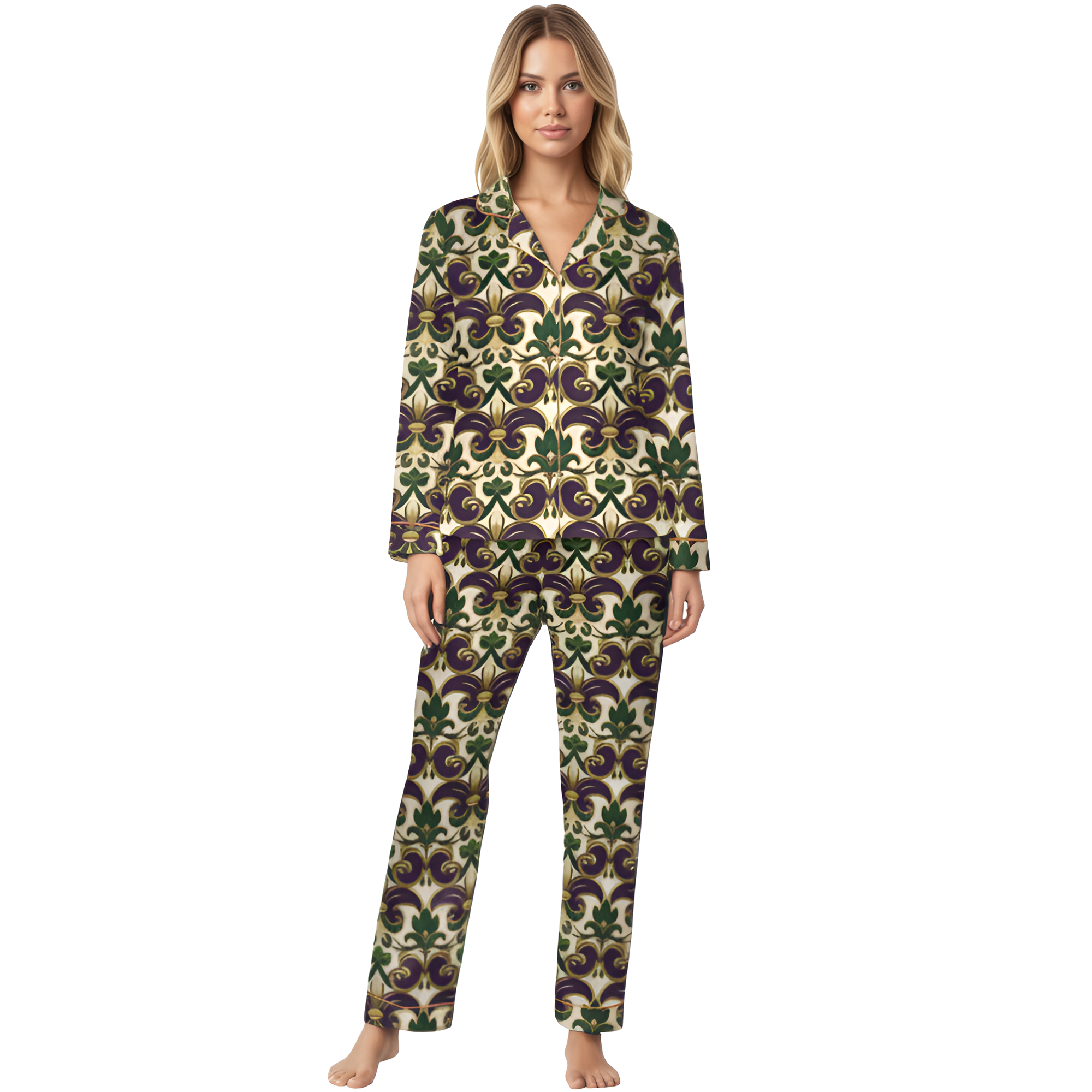 Mardi Gras Design Printed Pajama Set