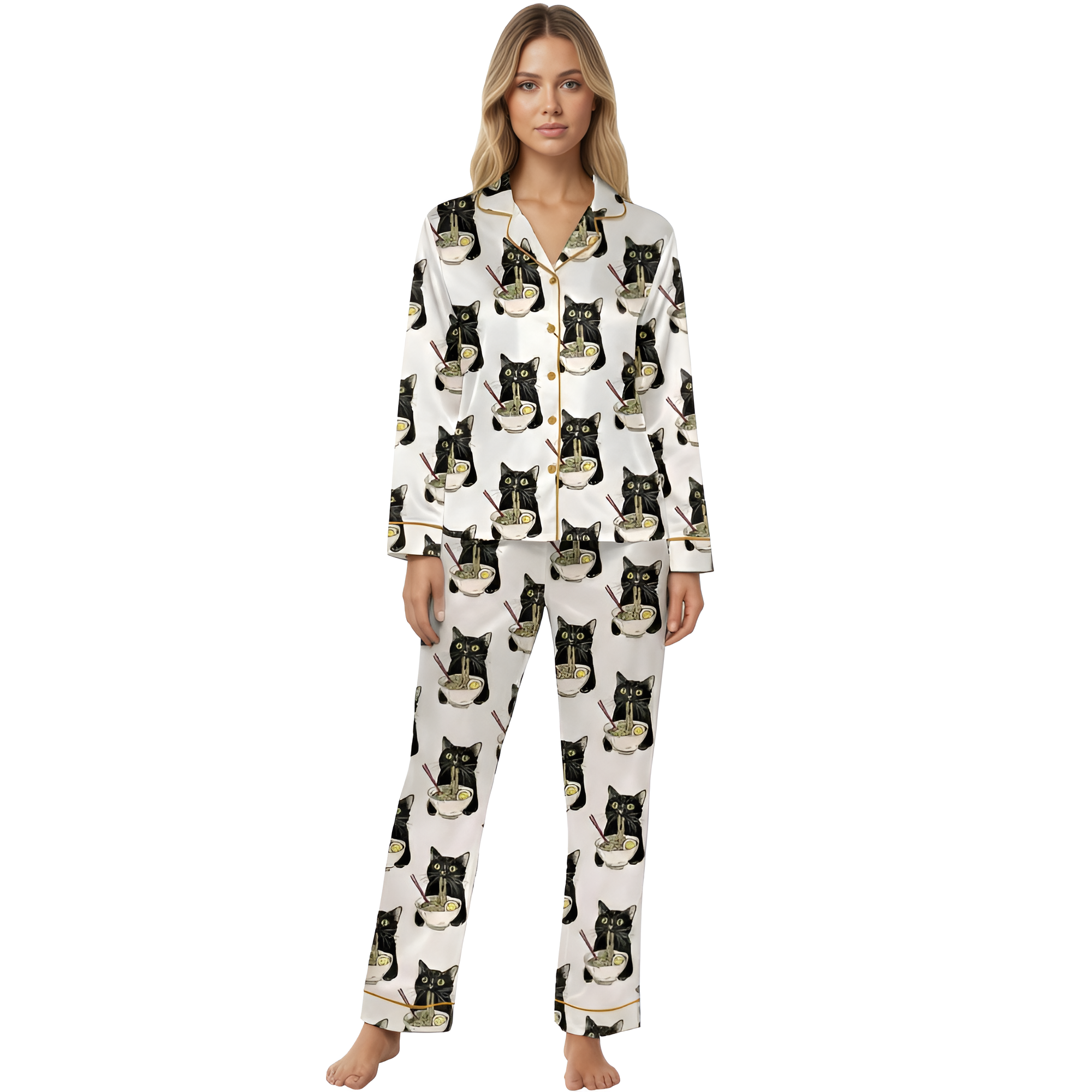Noodle Cat Printed Pajama Set
