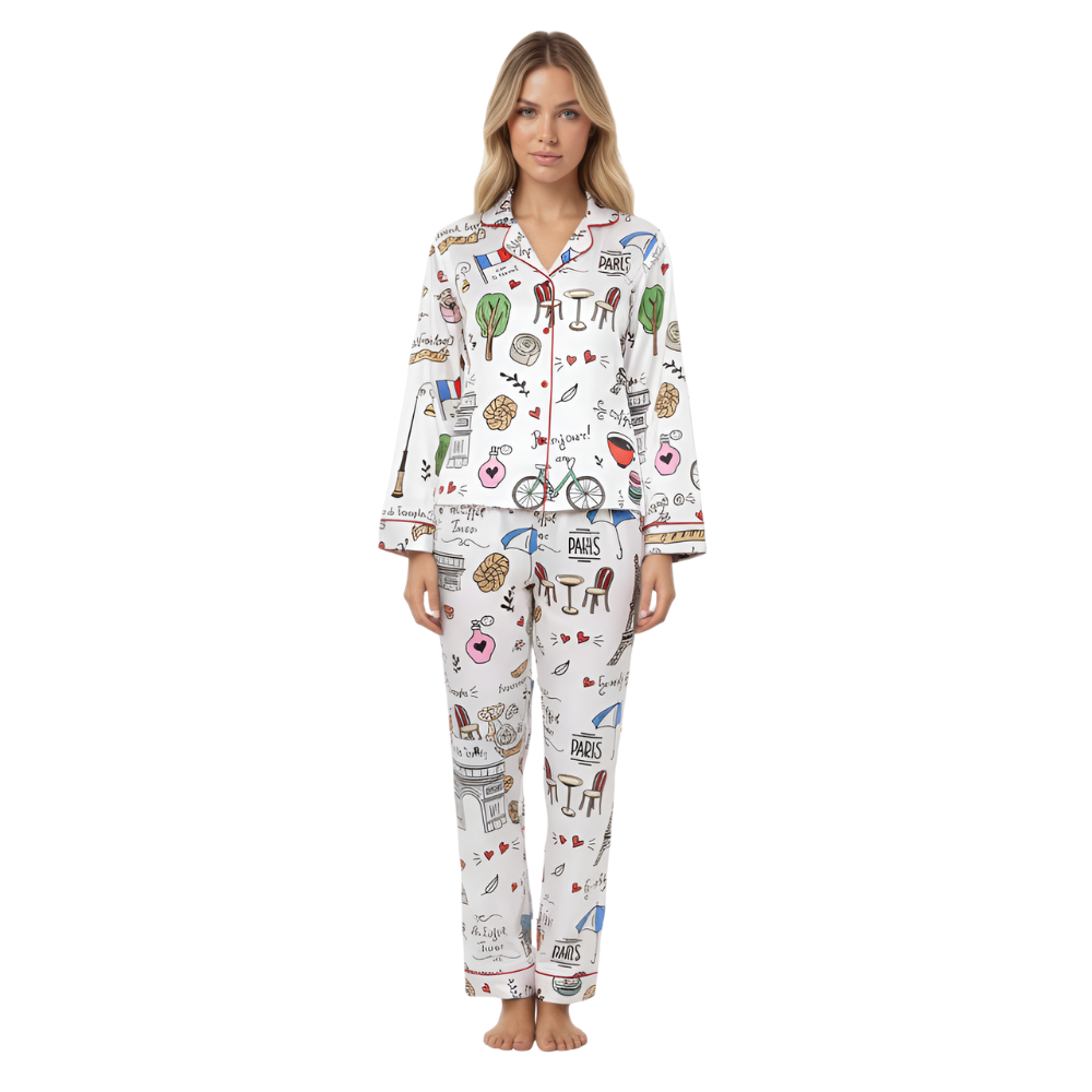 Paris Travel Print Pajama Set