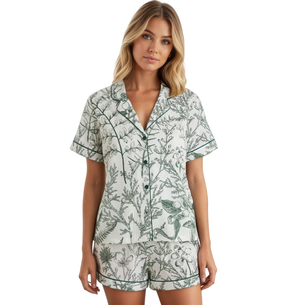Sage Garden Themed Printed Pajama Set