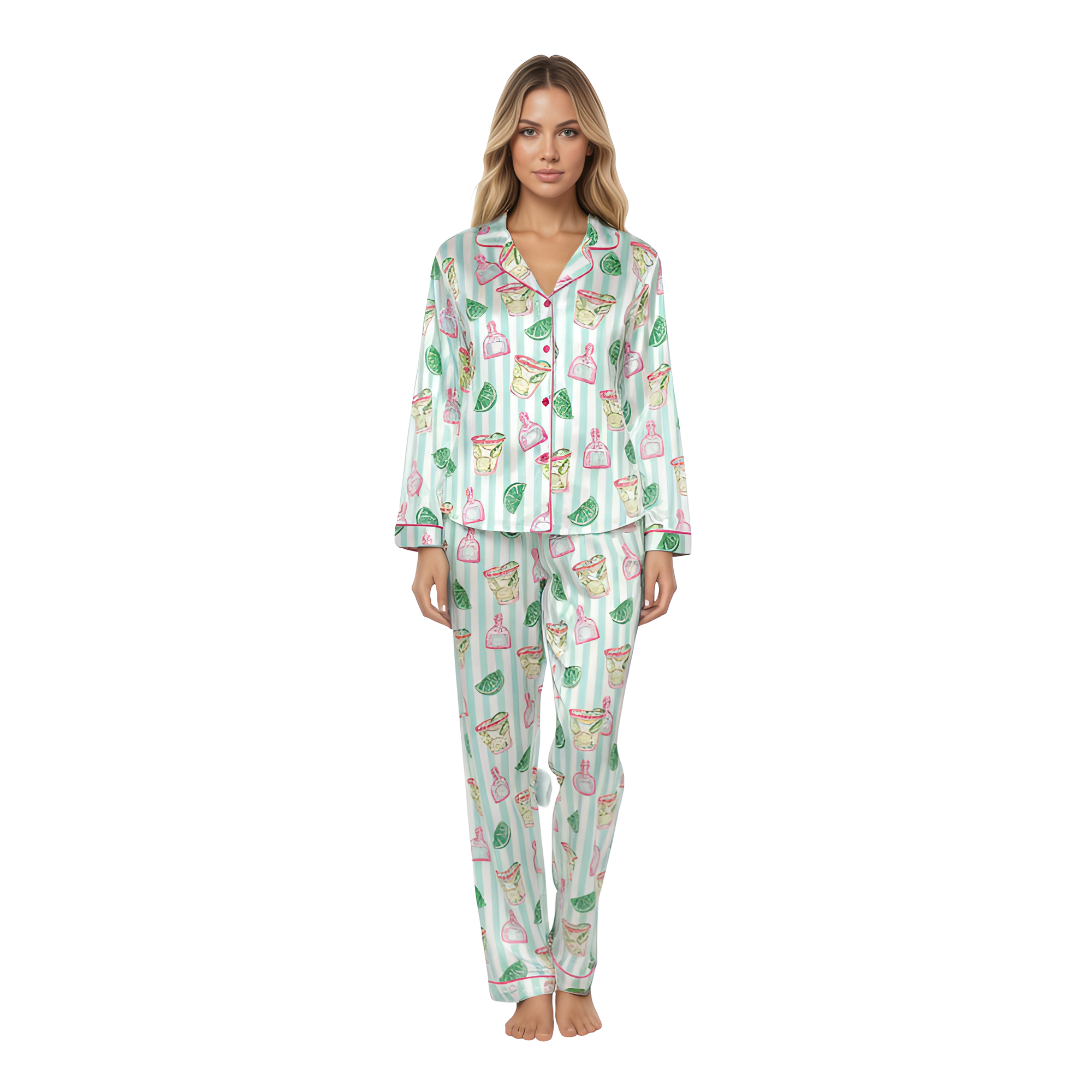 Summer Drinks And Lime Printed Pajama Set