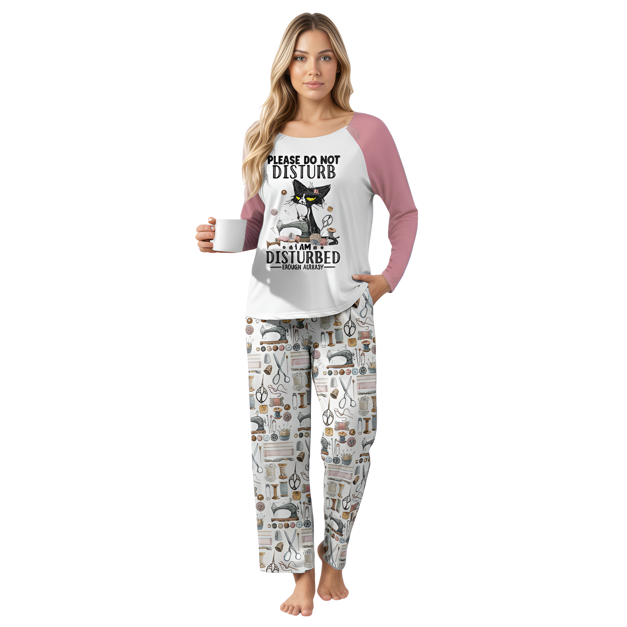 Sewing Tools Graphic Raglan Lounge Pajama Set