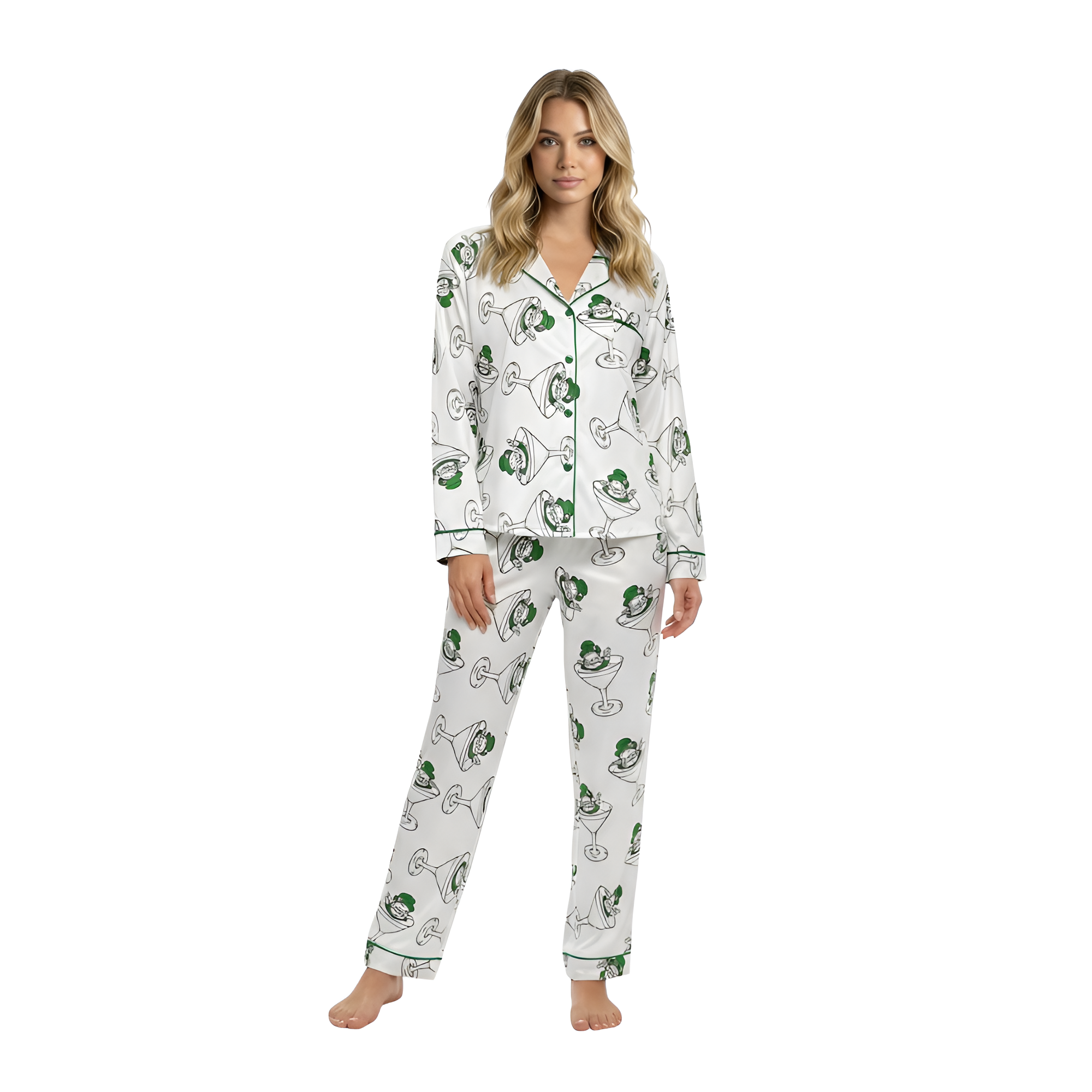 St Patricks Day Pajama Set With Glass Print