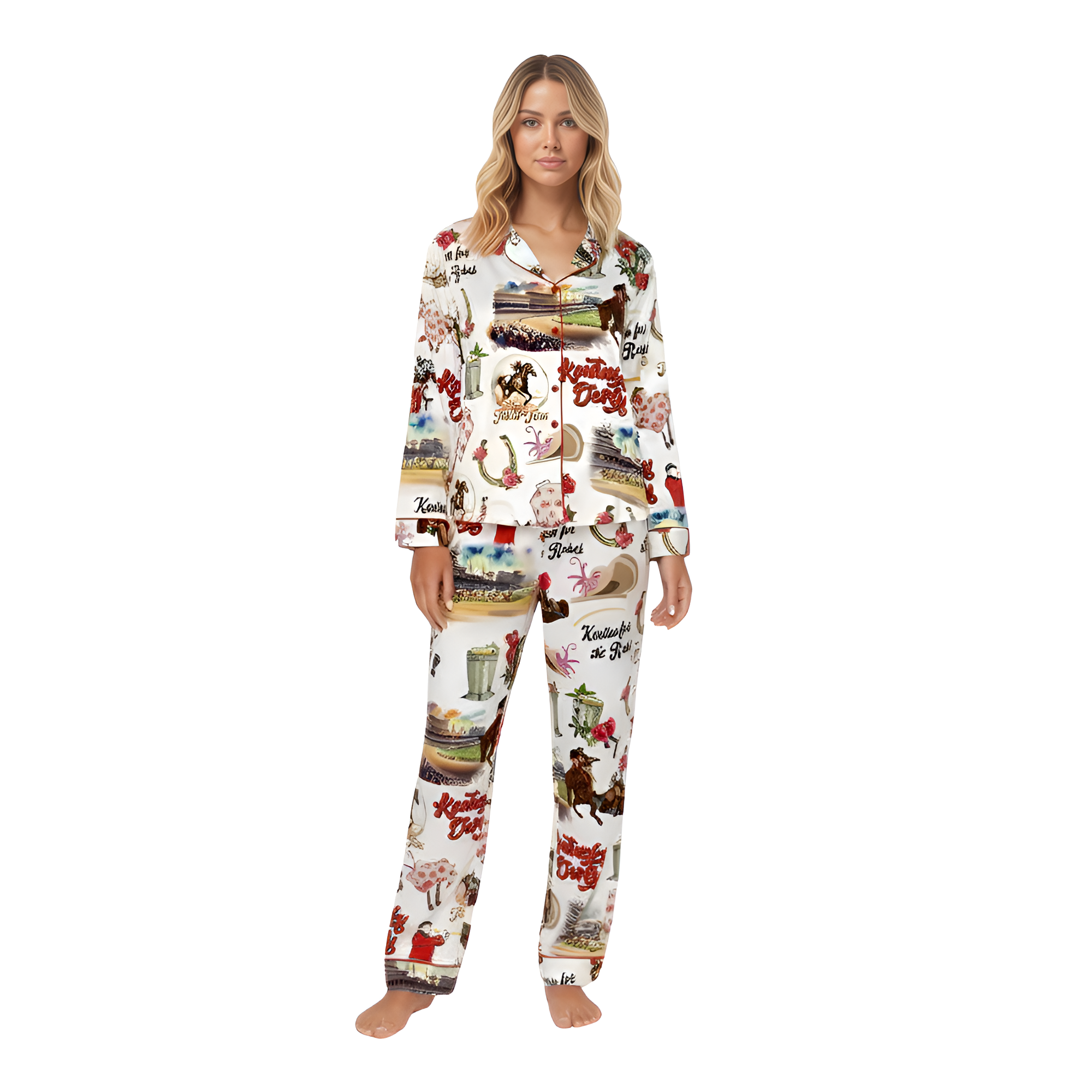 Vintage Kentucky Derby Silky Pajama Set