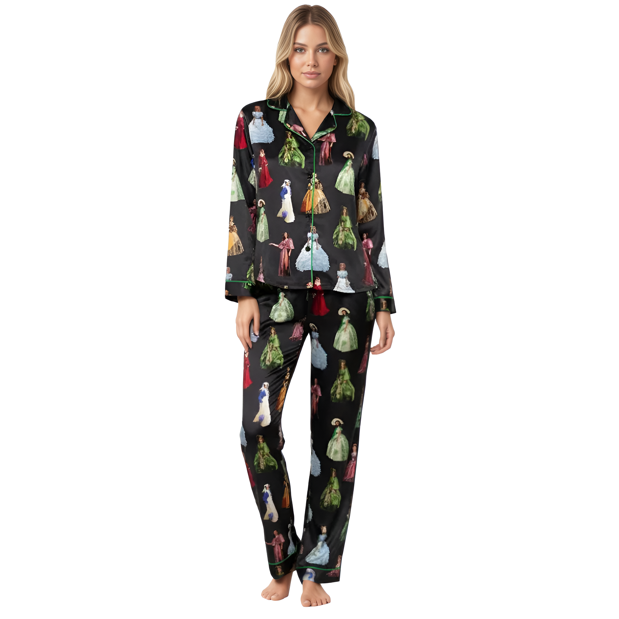 Historical Gown Print Pajama Matching Set