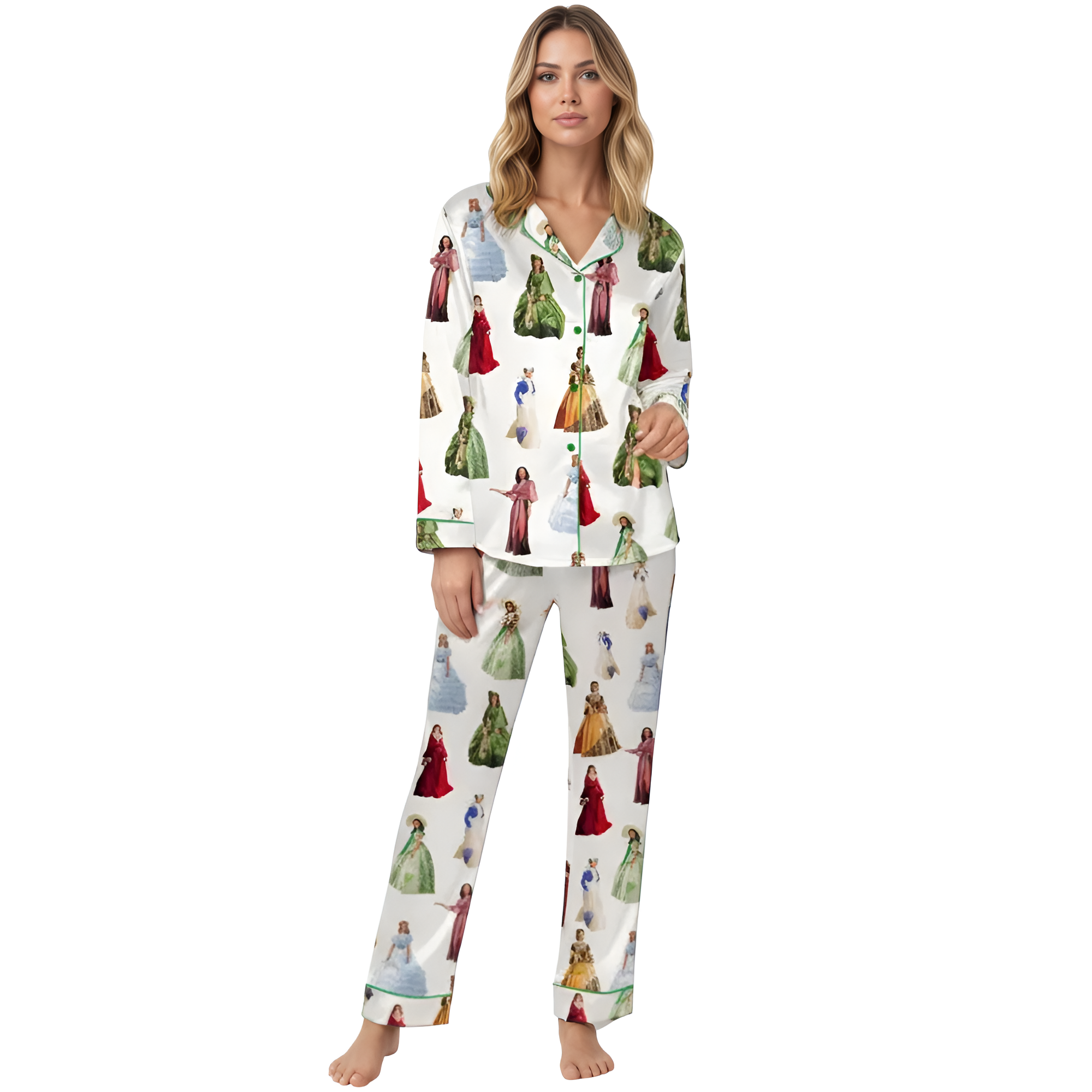 Historical Gown Print Pajama Matching Set