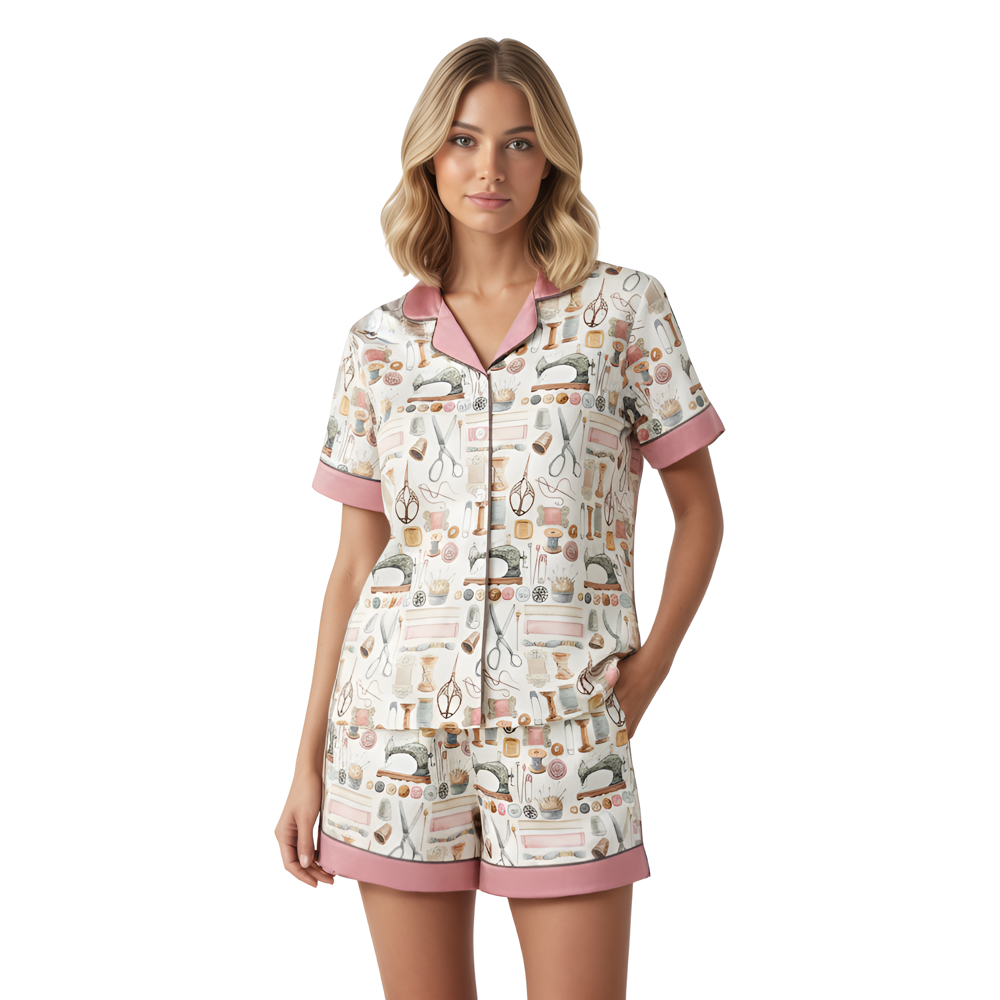 Sewing Tools Print Pajama Matching Set