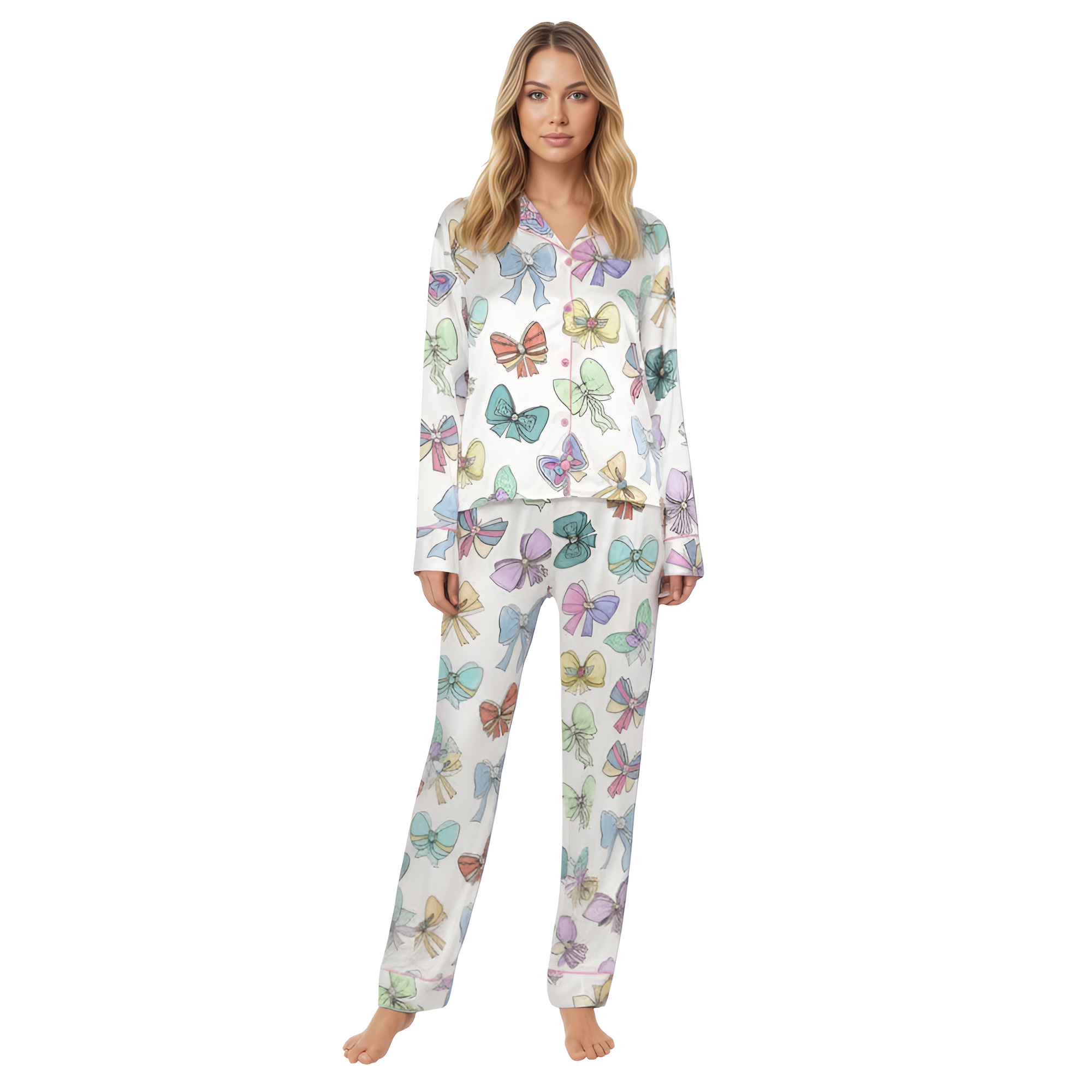 Ribbons And Bows Printed Pajama Set