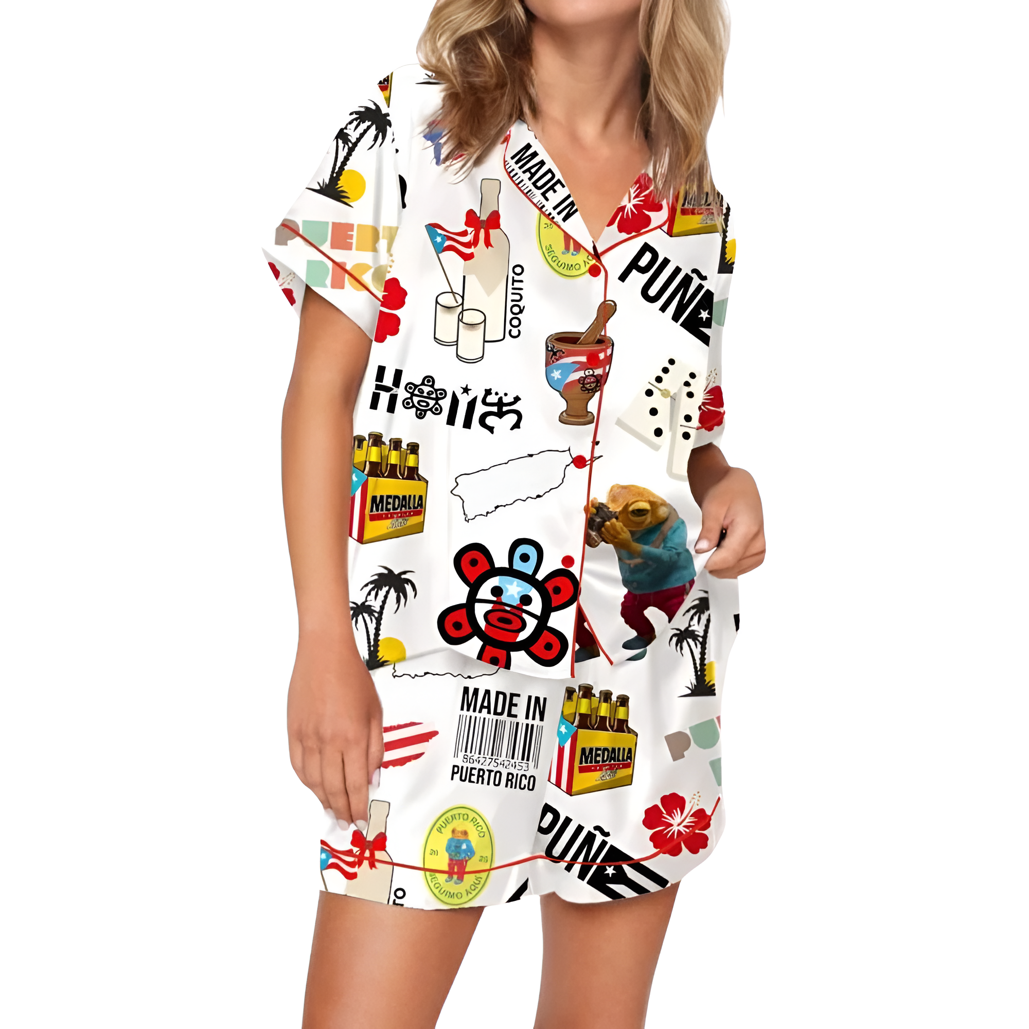 Puerto Rico Themed Satin Pajama Set