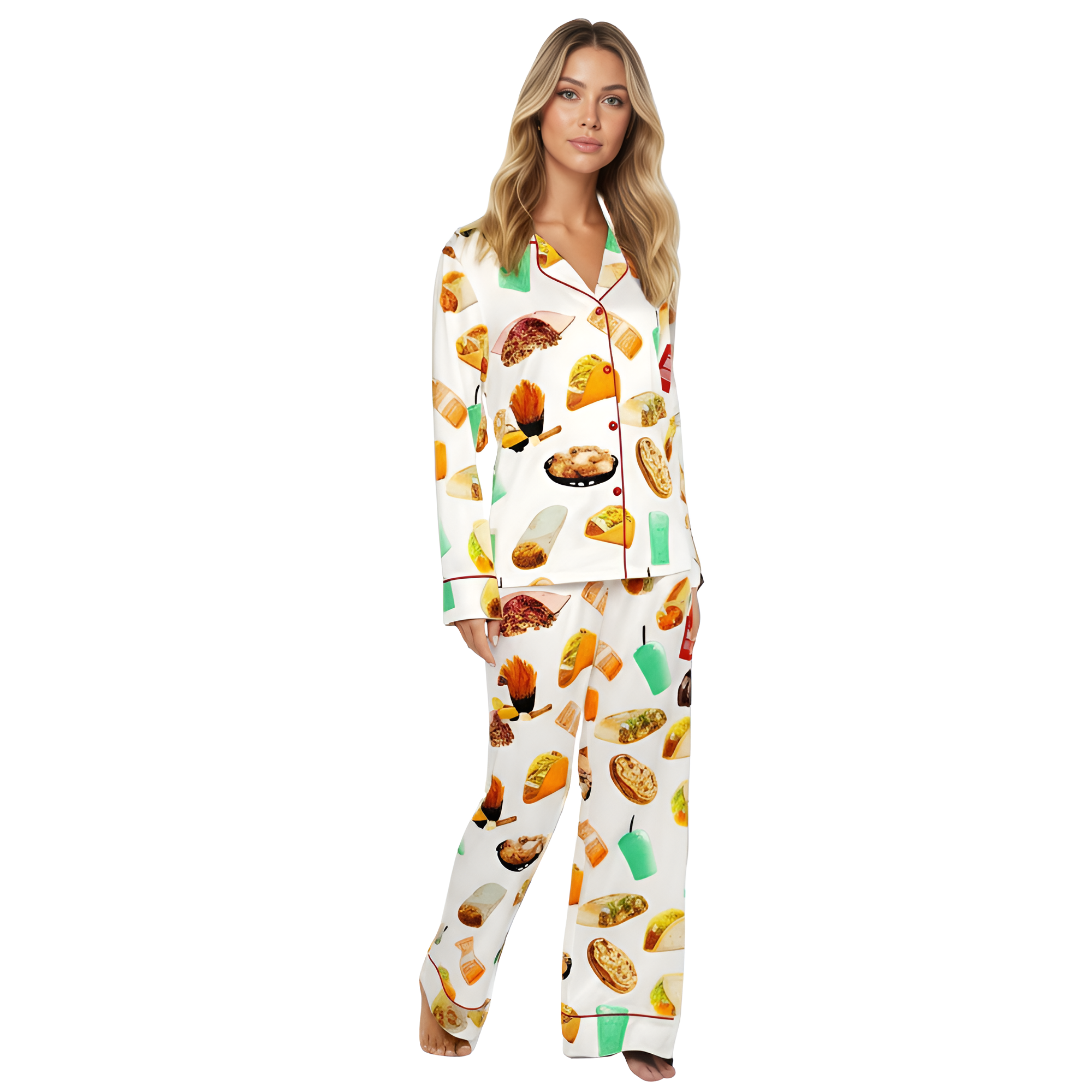 Food Themed Pajama Set With Taco Design