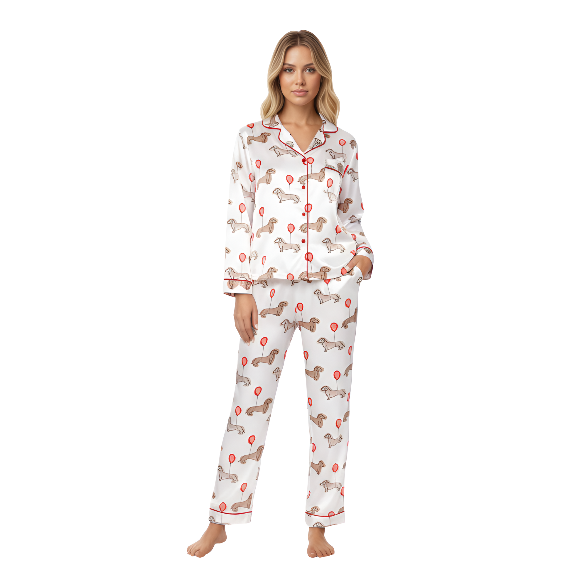 Valentine Dachshund Dog Print Pajama Set