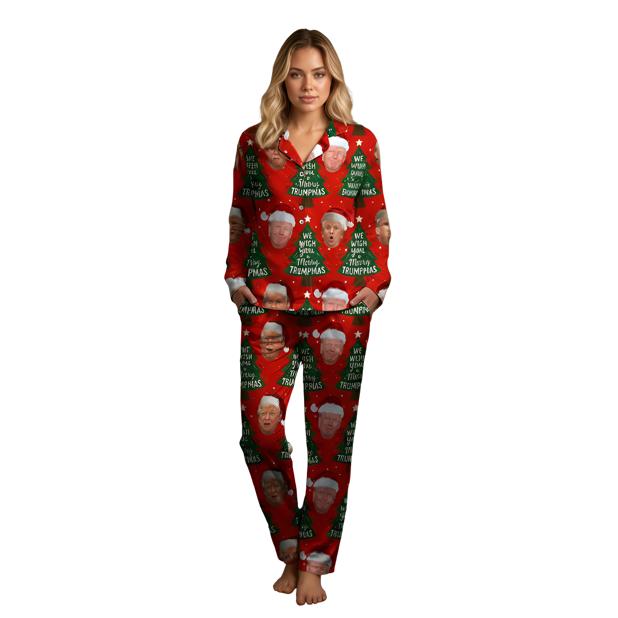 President We Wish You A Merry Trumpmas Printed Pajamas Set