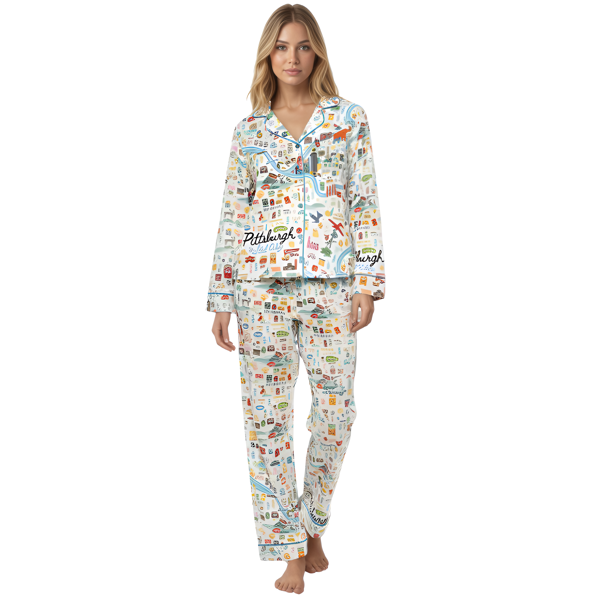 Pittsburgh Map Art Print Pajama Set