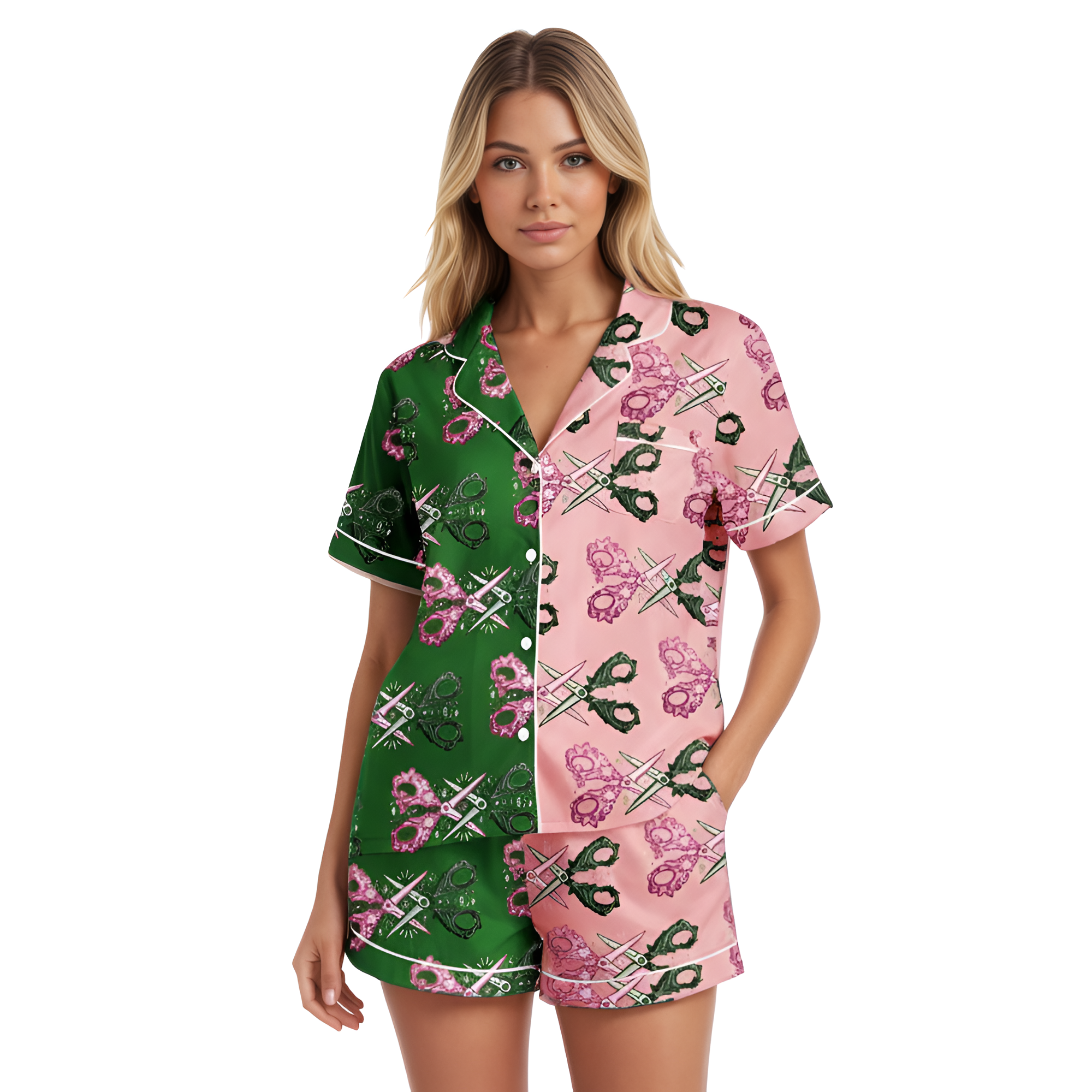 Wicked Scissors Themed Satin Pajama Set