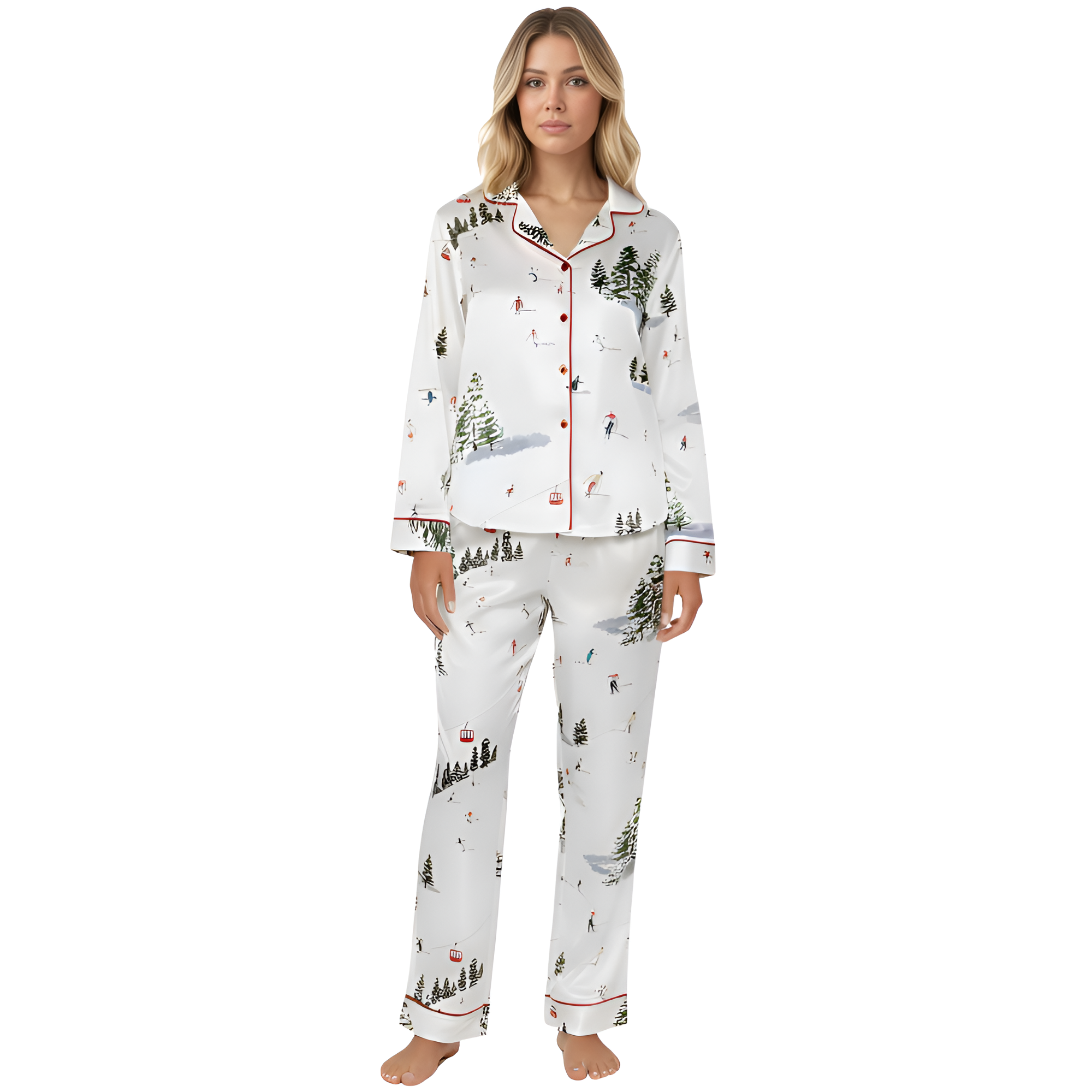 Apres Ski Mountain Themed Pajama Set For Women