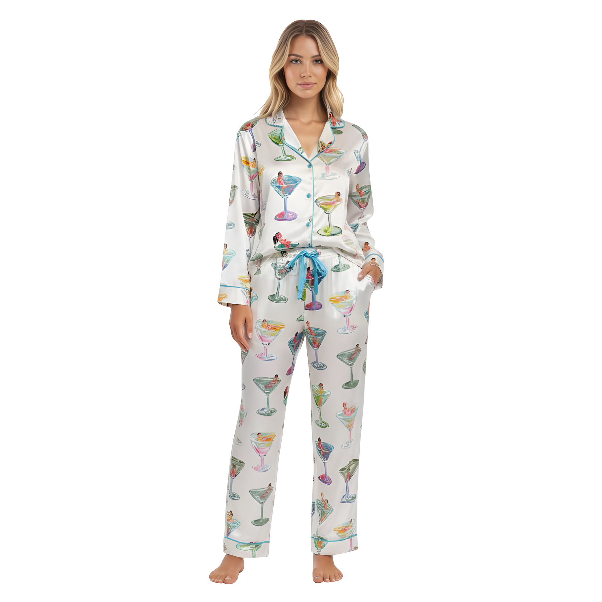Overall Glass Print Pajama Set