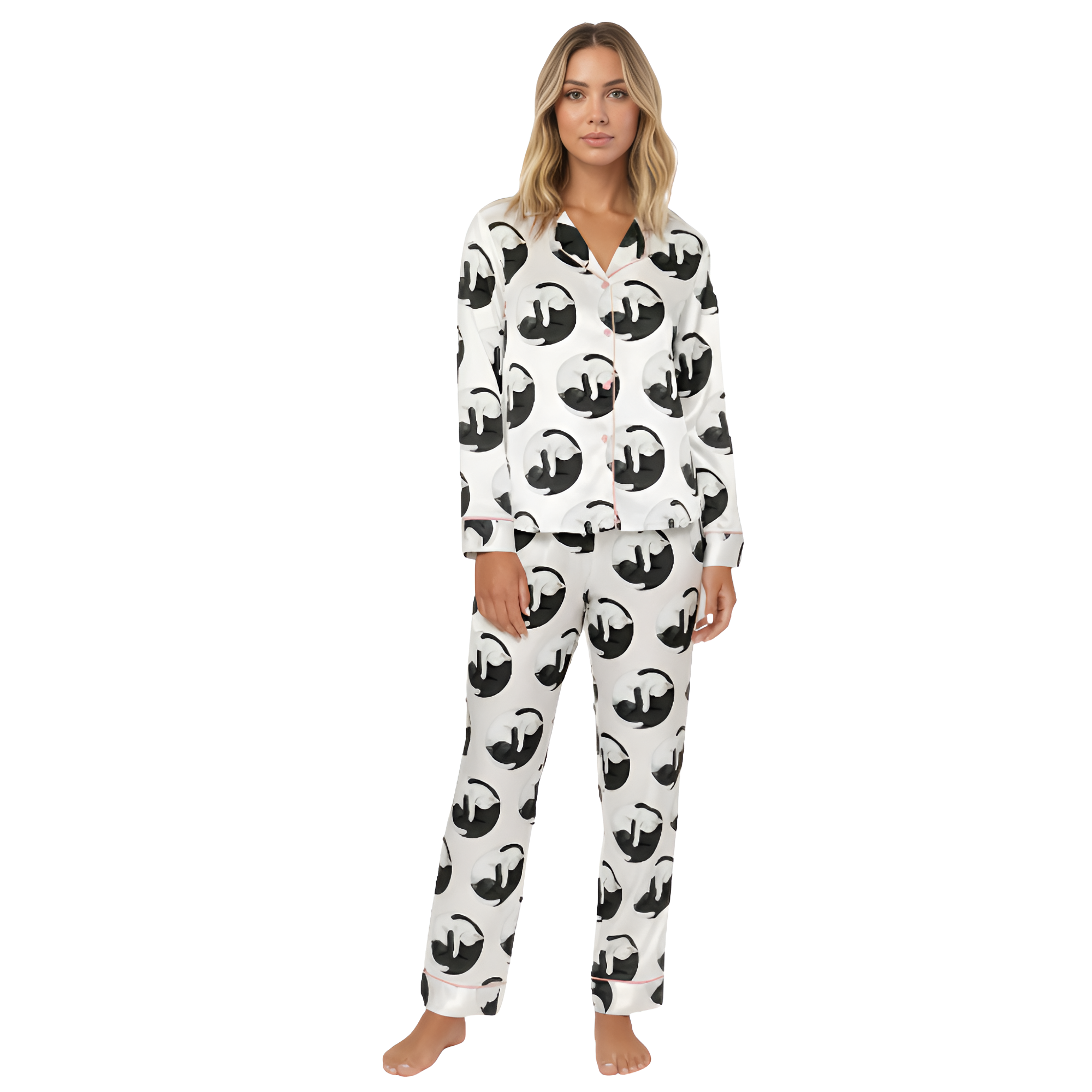 Yin Yang Cats Print Pajama Set
