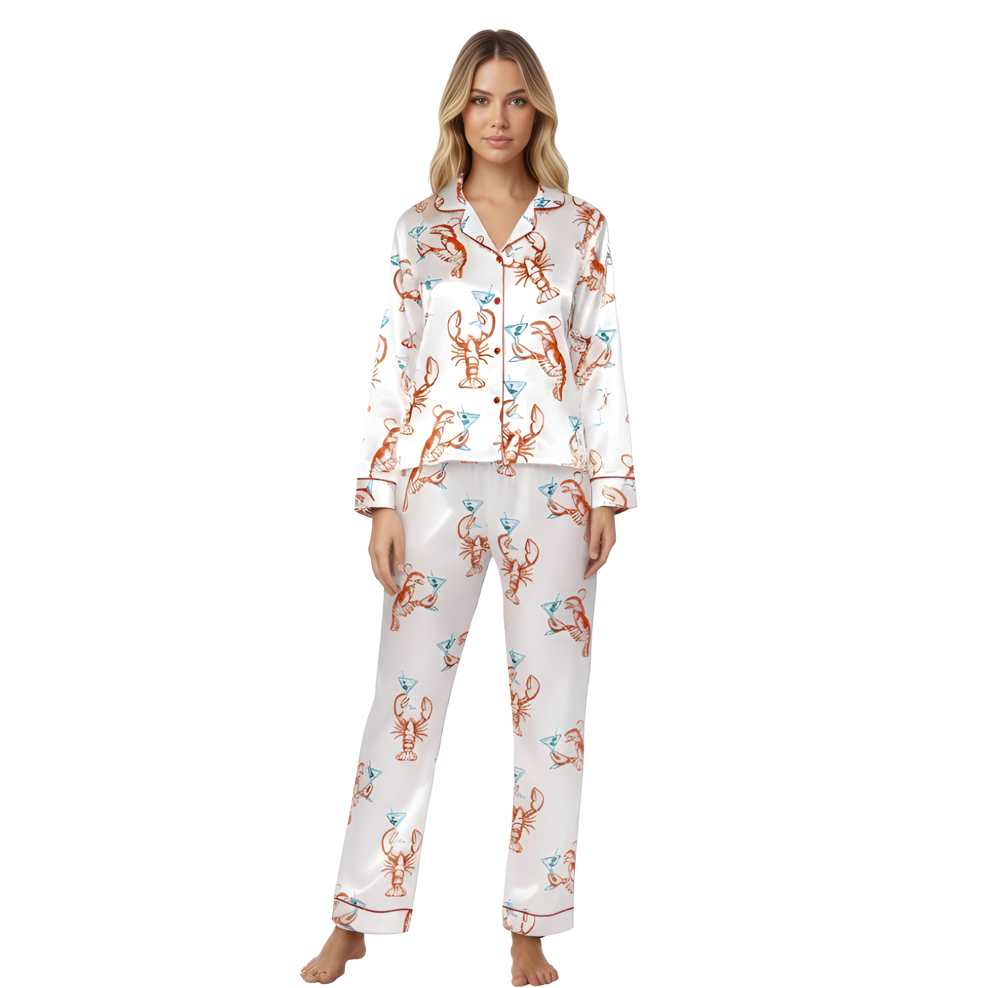 Martini Lobster Design Pajama Set