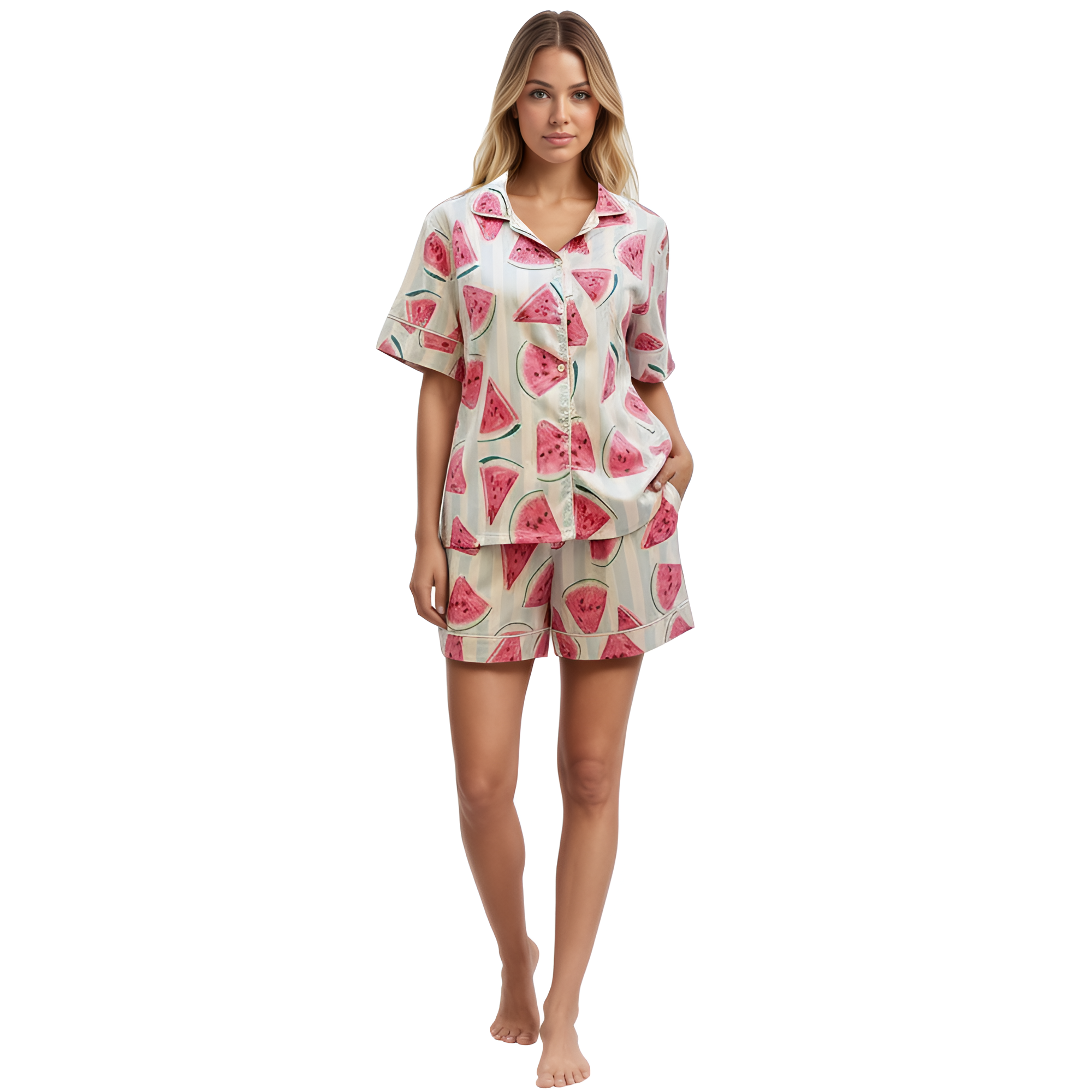 Watermelon Print Pajama Set For Women 