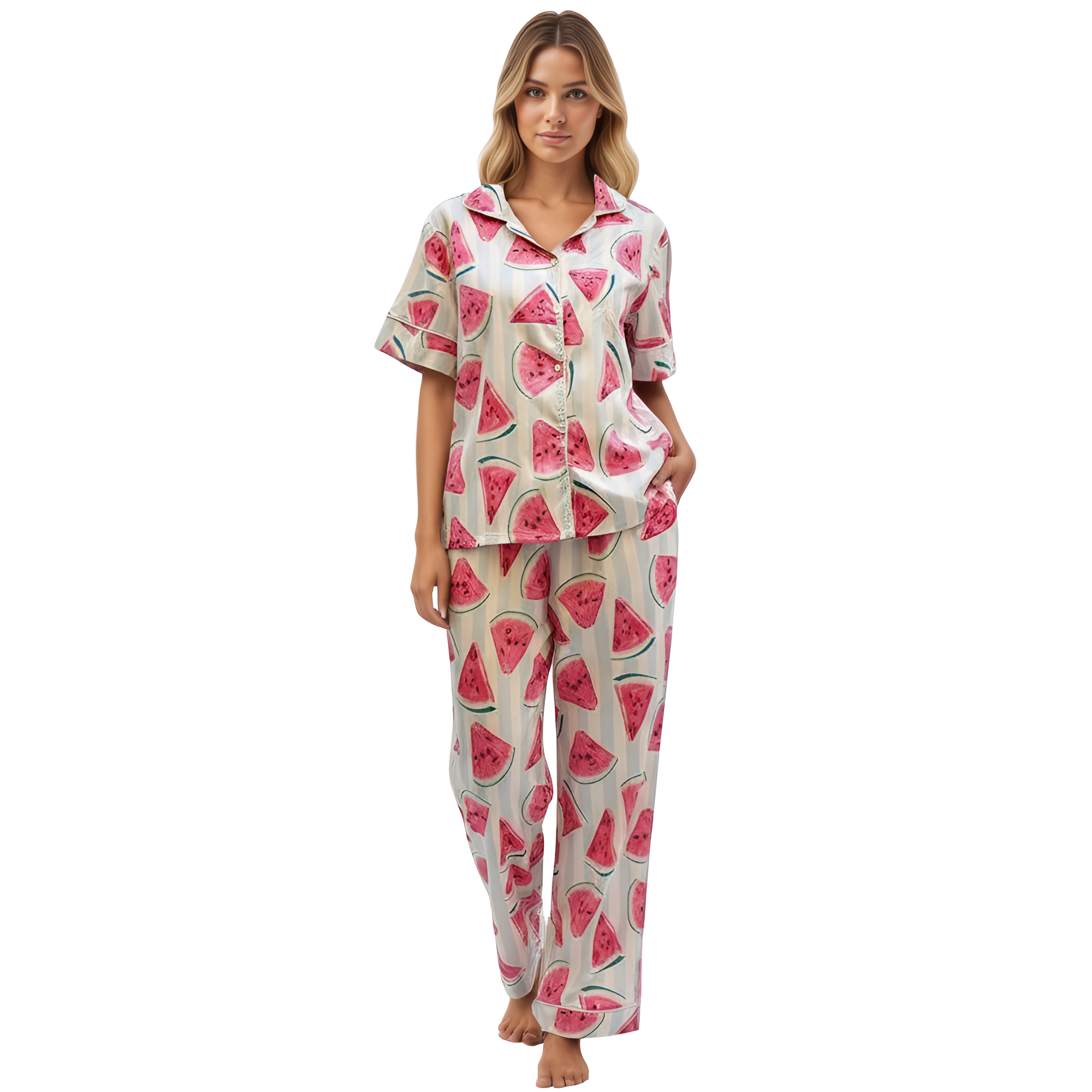 Watermelon Print Pajama Set For Women 